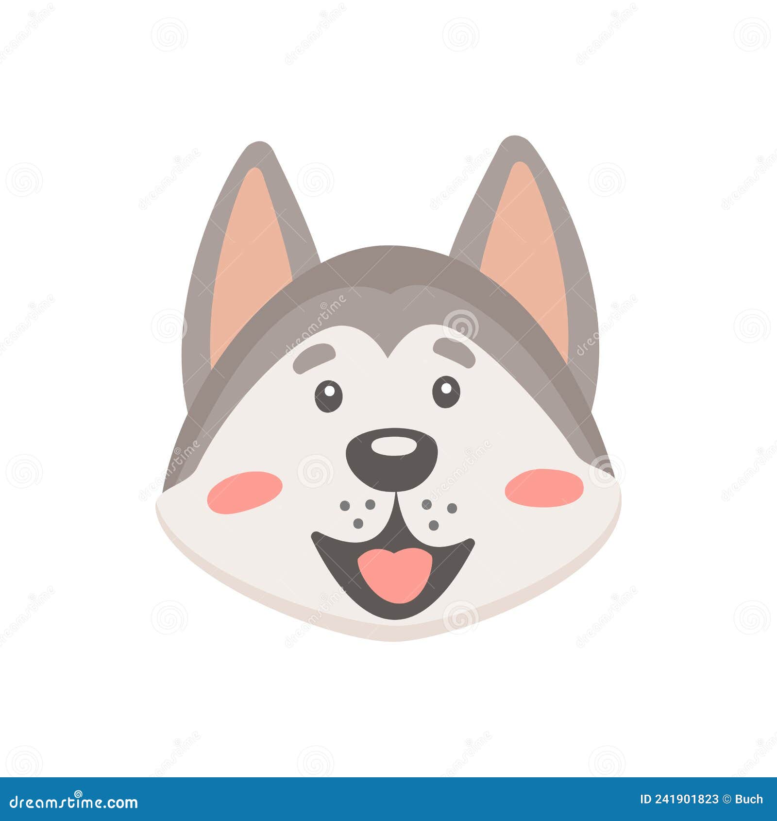 Husky Malamute Puppy Dog Isolated Head Emoji Mask Stock Vector