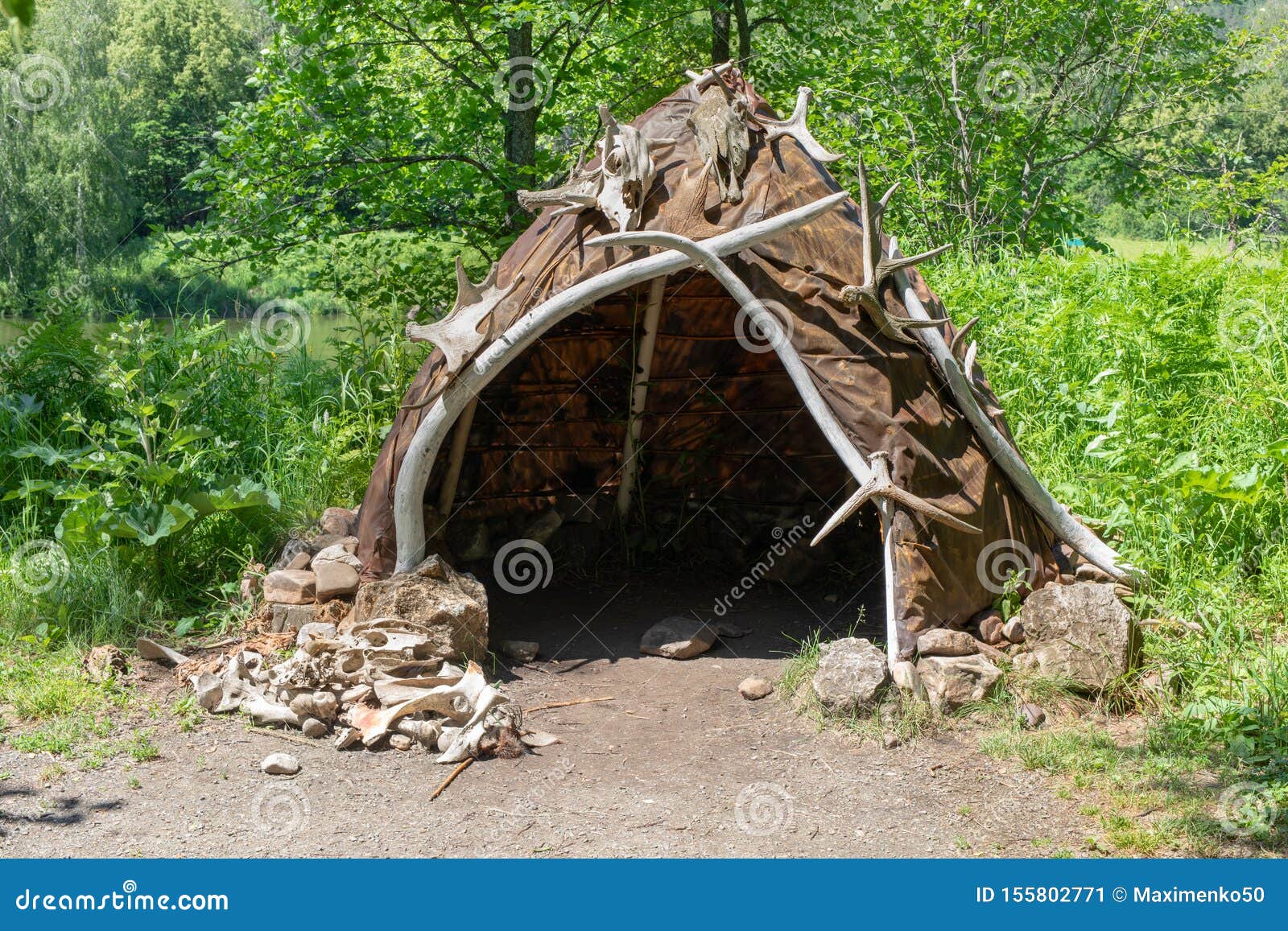 Hut Made of Animal Skins and Bones. Reconstruction of the Human Home of the Stone Bronze Age. Stock Image - Image of bones, exterior: 155802771 Hut Made of Animal Skins and Bones. Reconstruction of the Human Home of the Stone Bronze Age. Stock Image - Image of bones, exterior: 155802771