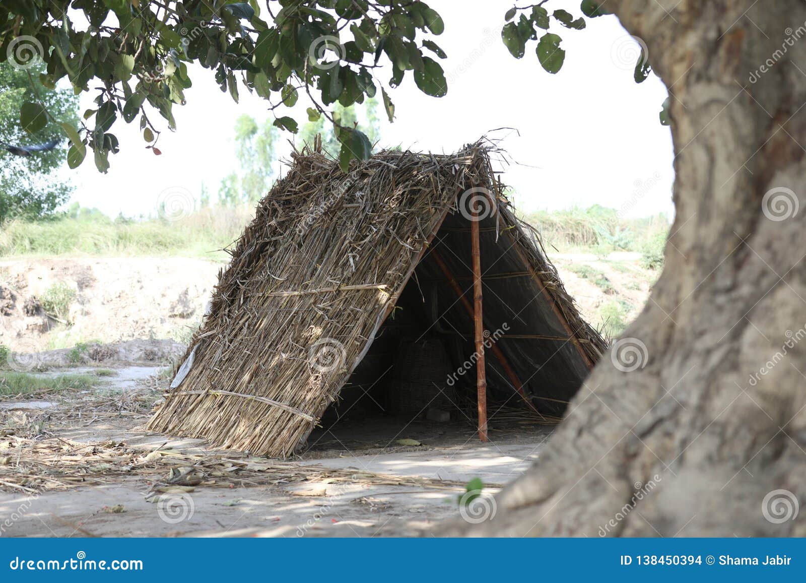hut made of husk and bamboos