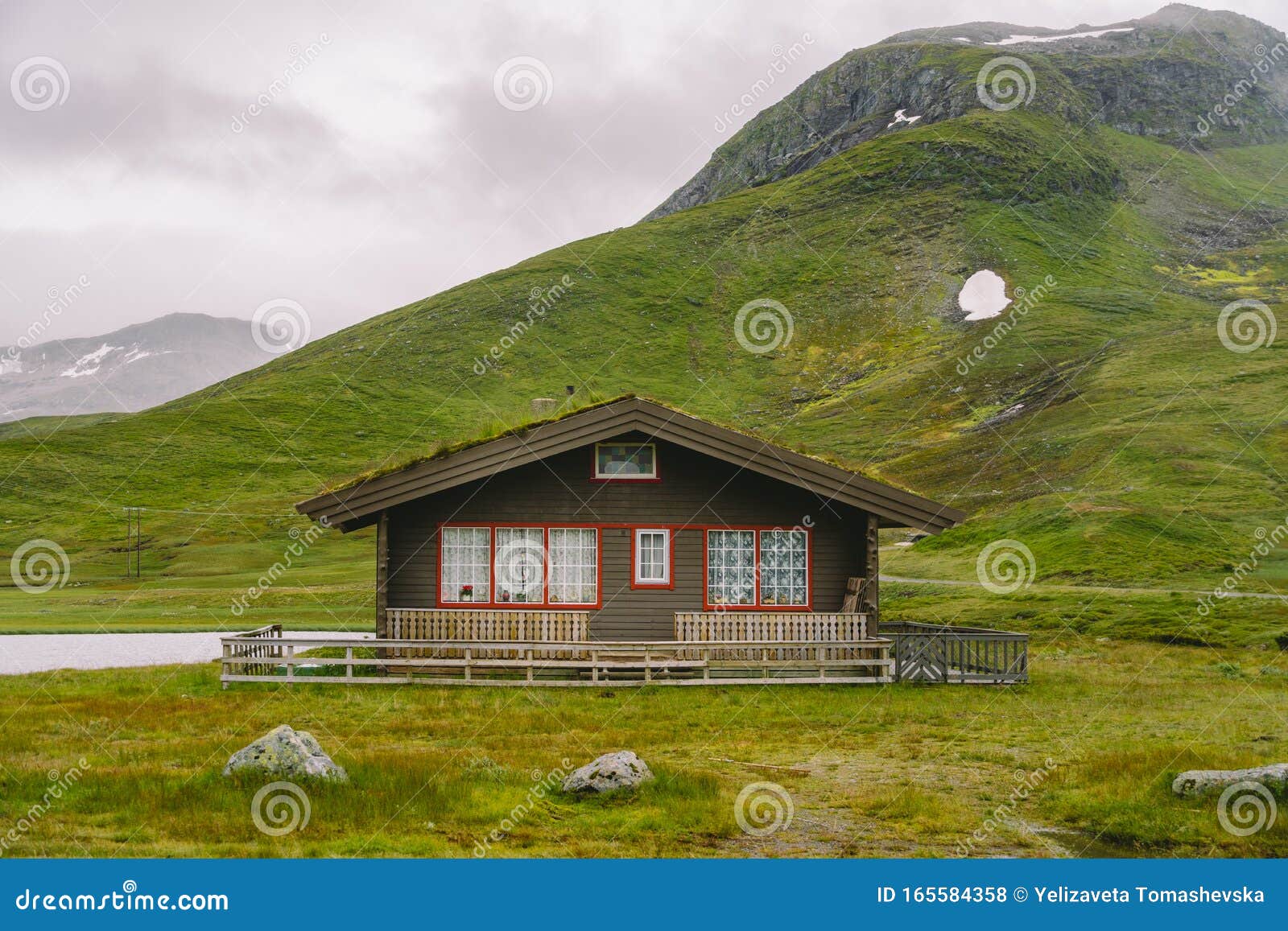 Log cabin hut Norway Norwegian Scandinavia Nordic waterfall