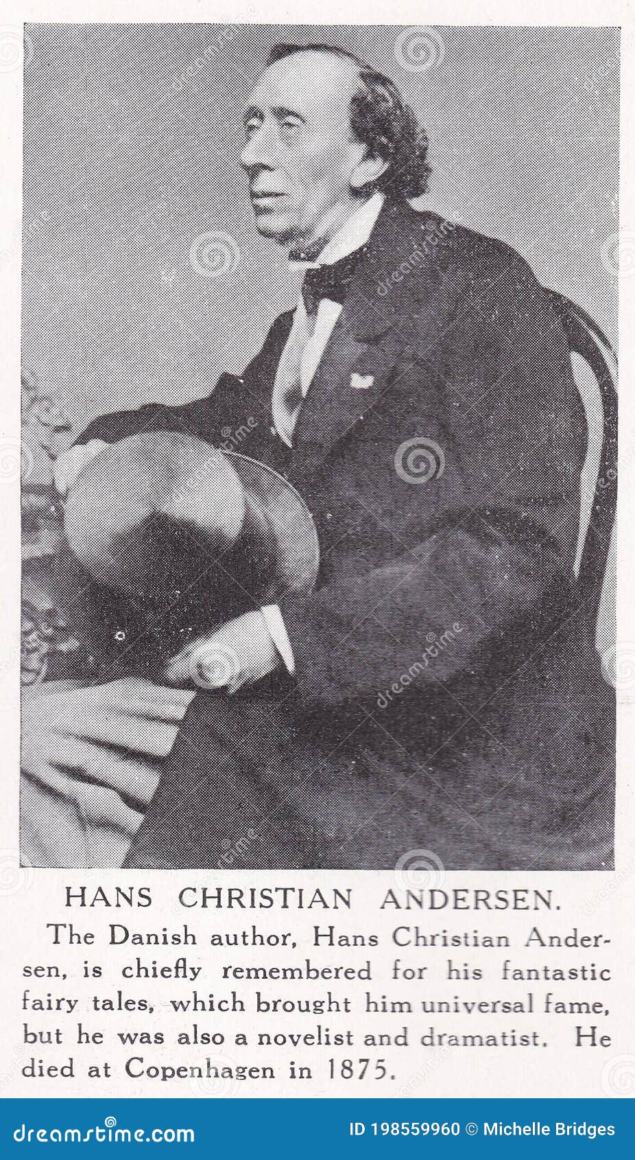 Hans Christian Andersen 1805 - 1875 Editorial Image - Image of