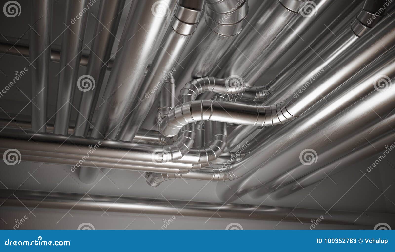 hvac heating, ventilation and air conditioning pipes. 3d rendered 