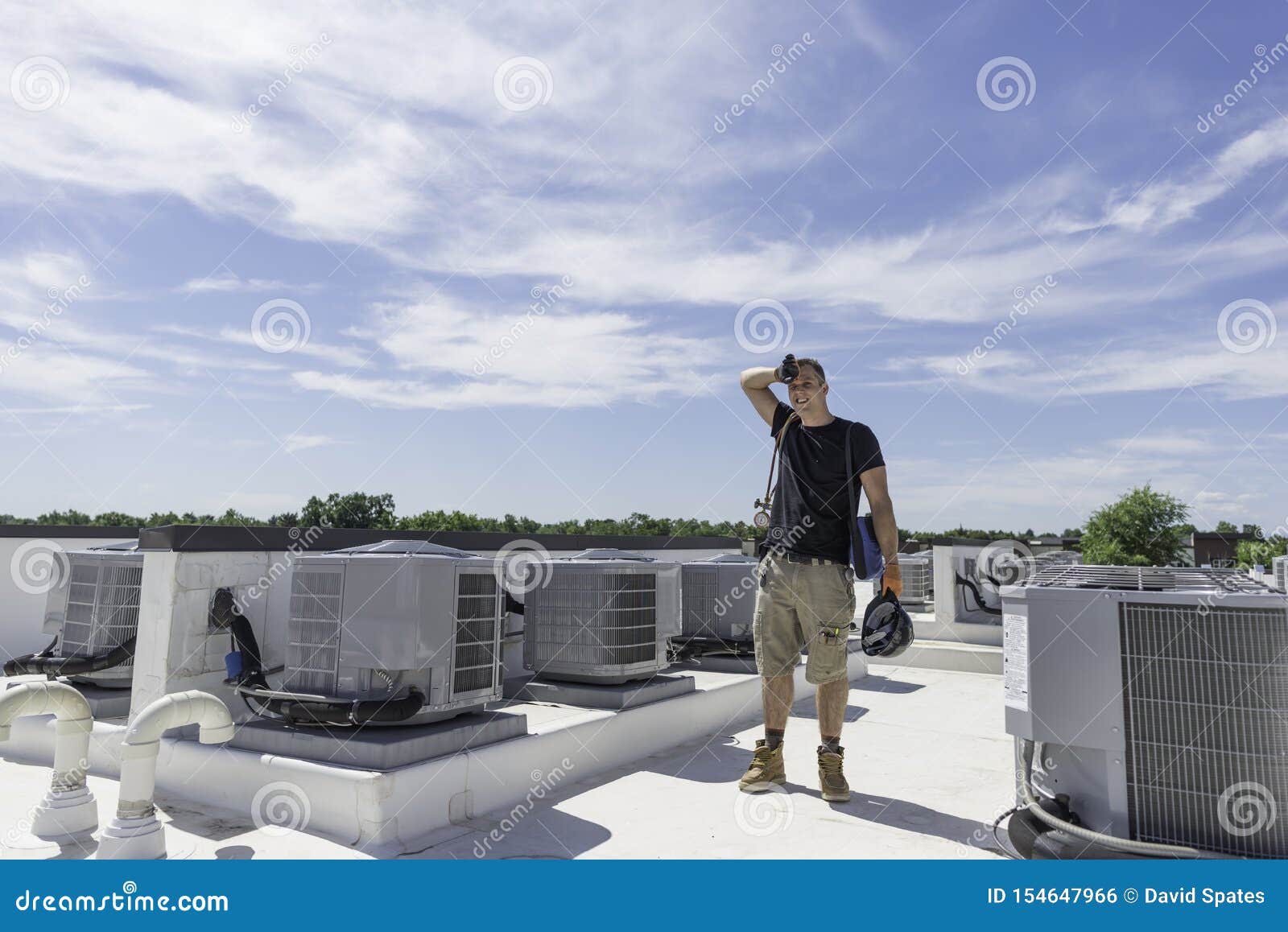 hot day around air conditioners on roof hvac dreamstime stock photo