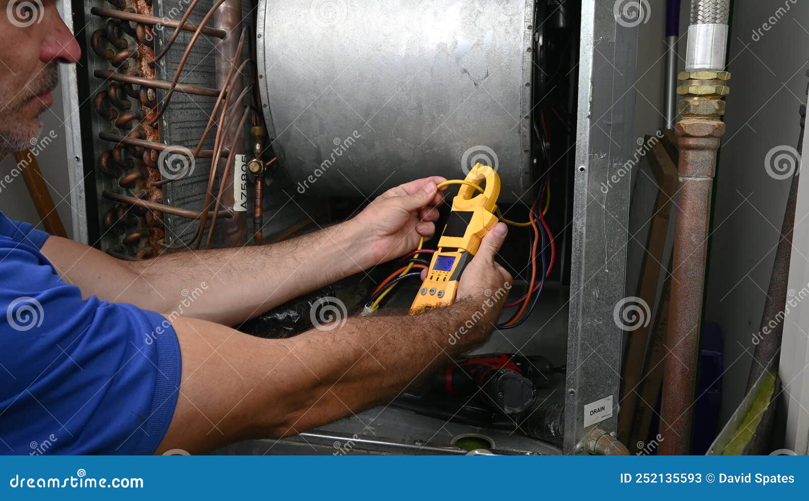 HVAC Technician Checking Current on Motor Wire Stock Video Video of
