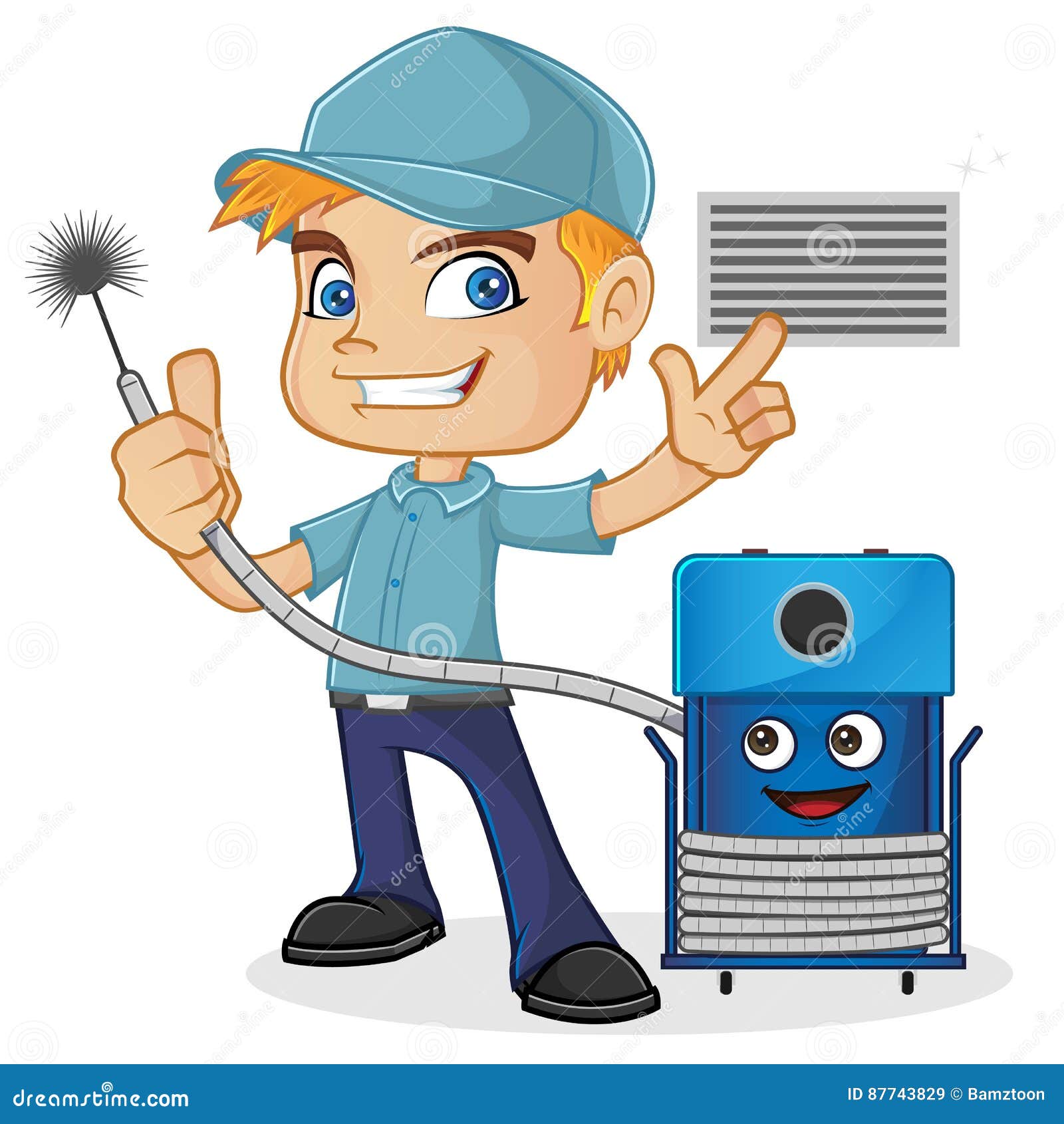 hvac technician holding cleaning machine