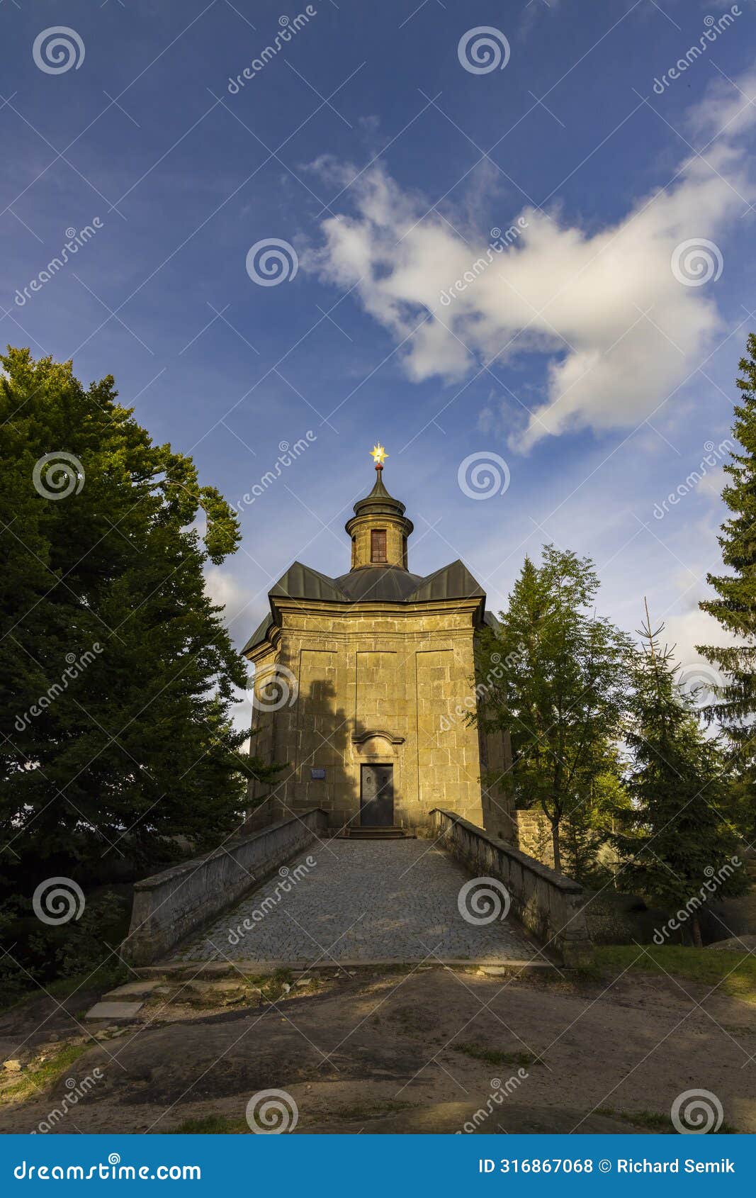 hvezda church in broumovske steny, eastern bohemia, czech republic