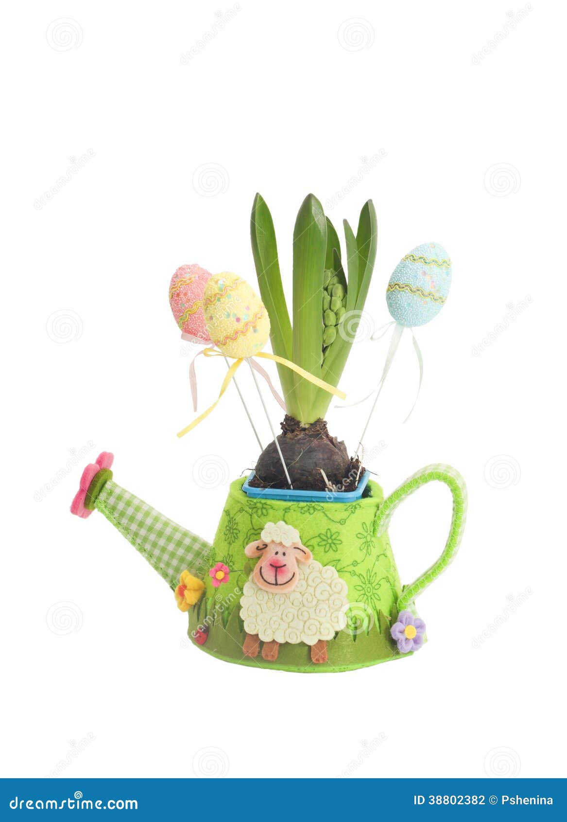 Hyacinth in a Pot with Easter Eggs Stock Photo Image of greetings