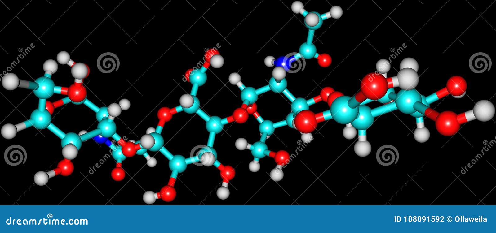 Hyaluronic Acid Molecular Structure Isolated on Black Stock