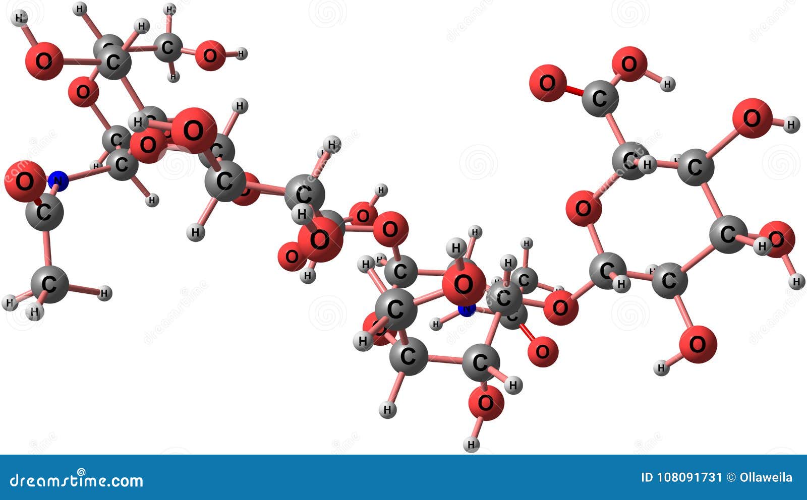 Hyaluronic Acid Molecular Structure Isolated on White Stock