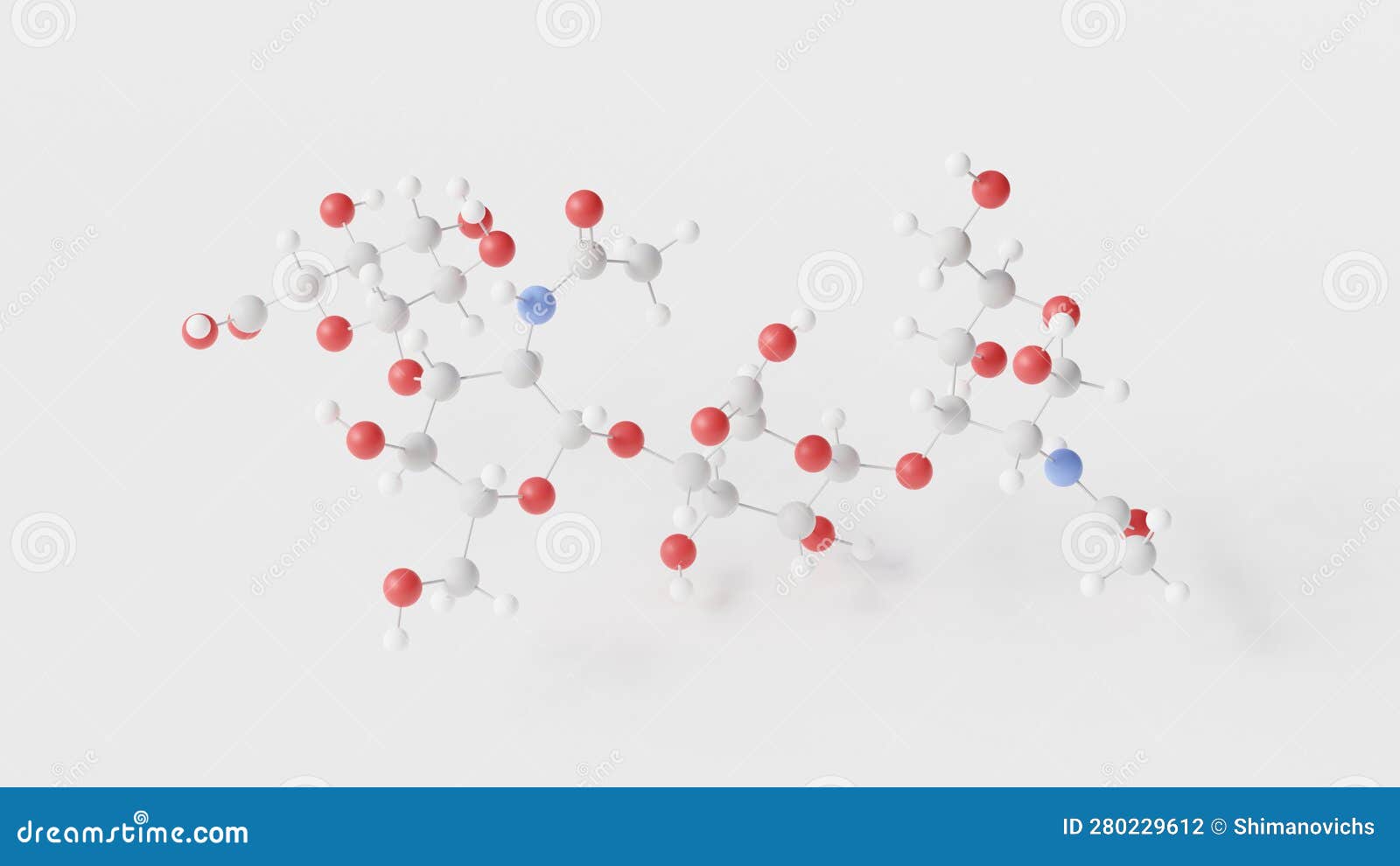 Hyaluronic Acid Molecule 3d, Molecular Structure, Ball and Stick Model