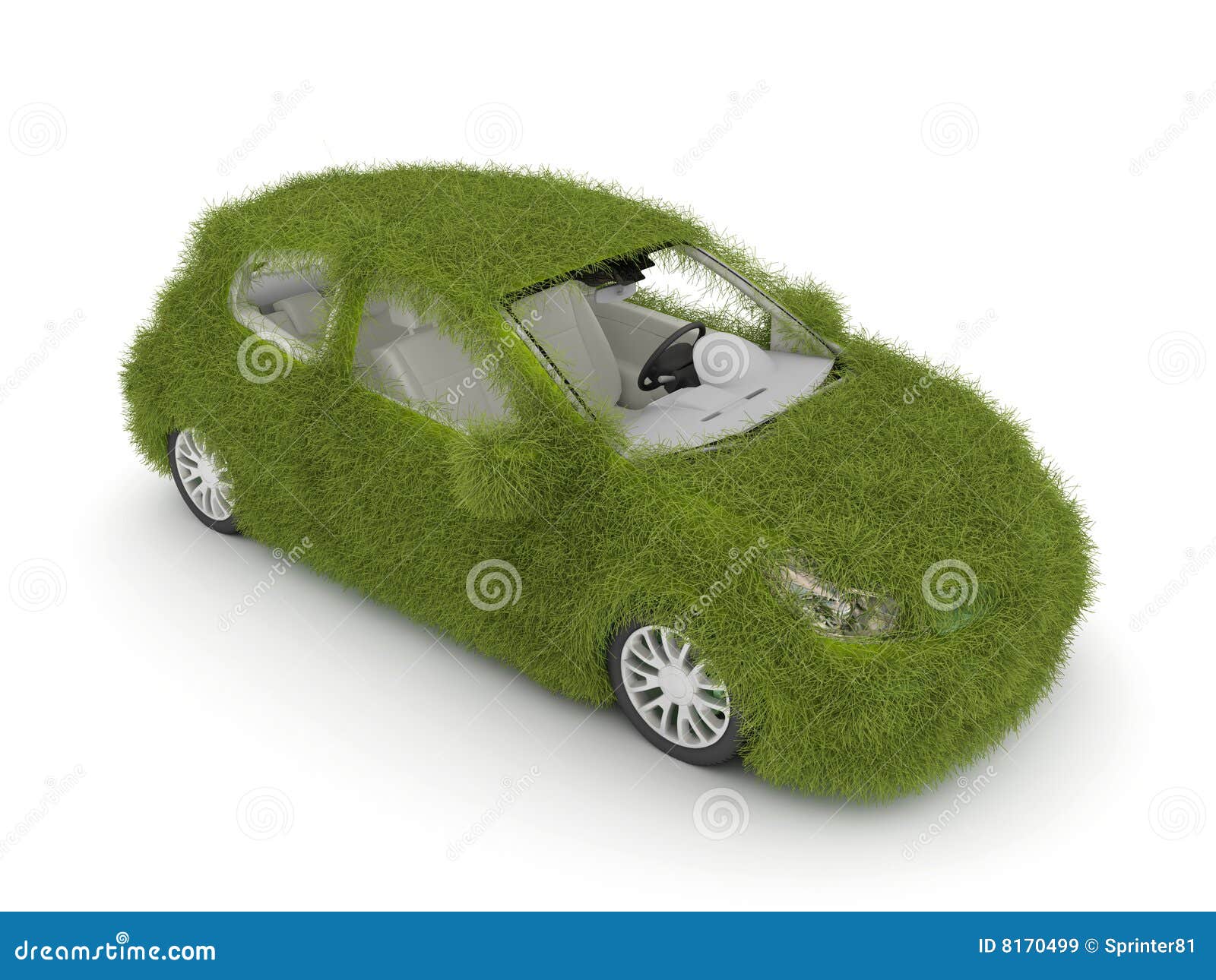 Hybrid Auto. Ecology Car. Green Grass Car Stock Image Image of
