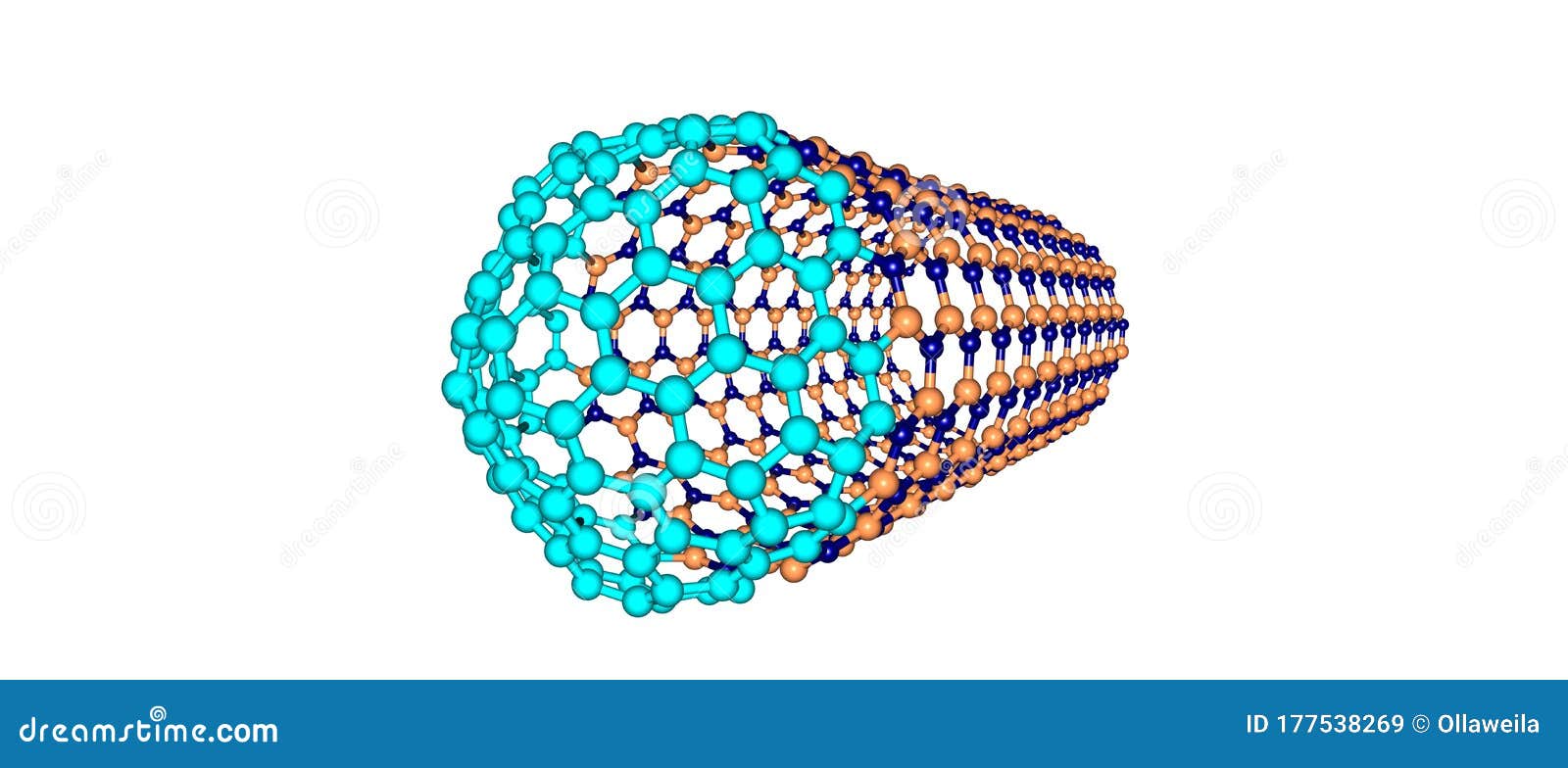 hybrid capped nanotube molecular structure  on white