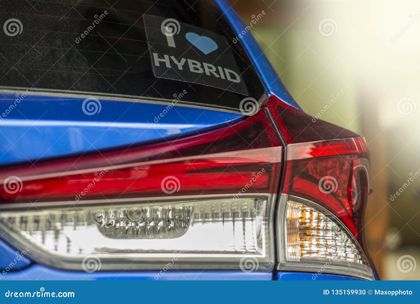 hybrid car sign. ecology vehicle safe to environment