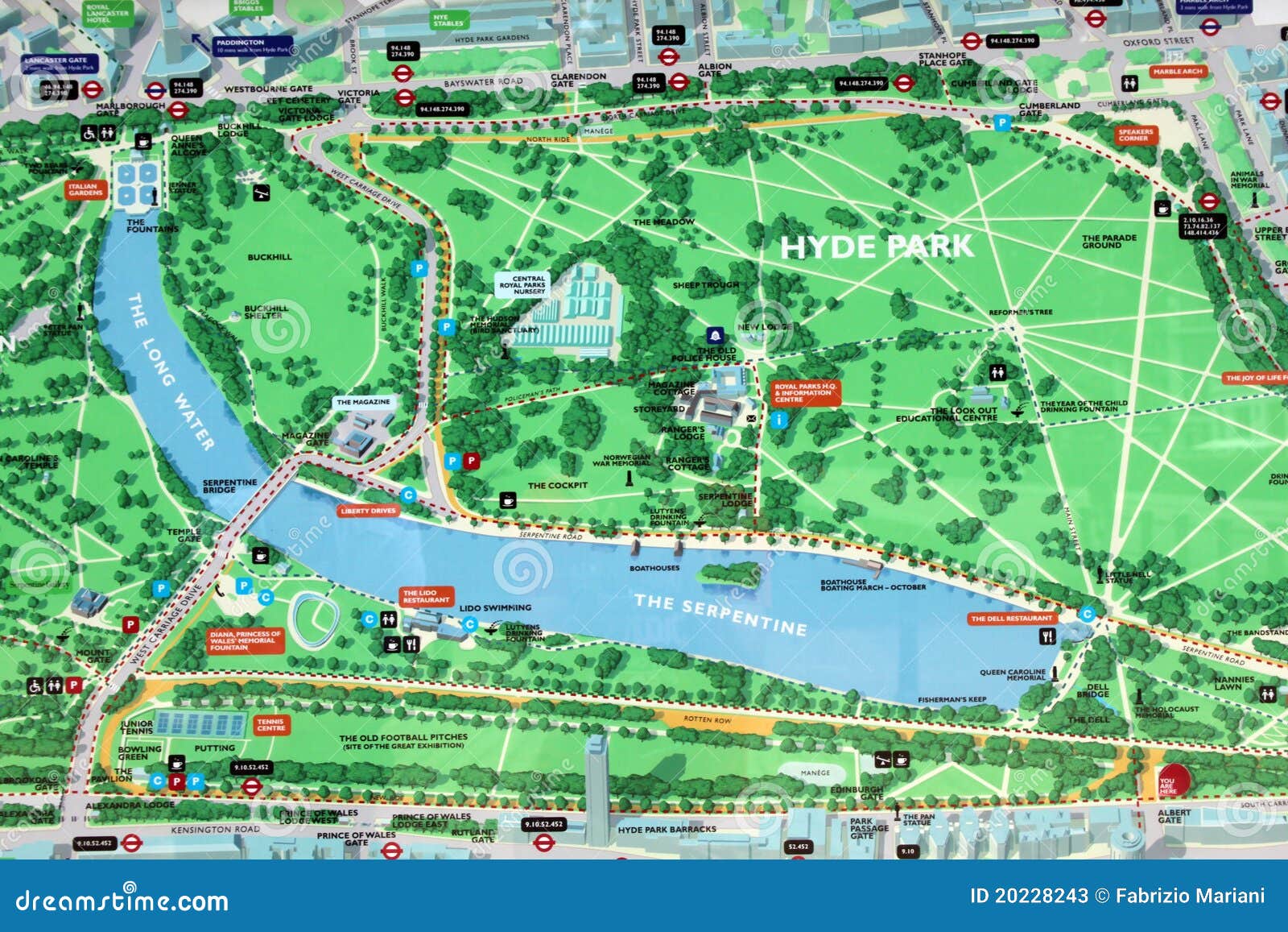Hyde Park map sign editorial stock photo. Image of tourist - 20228243