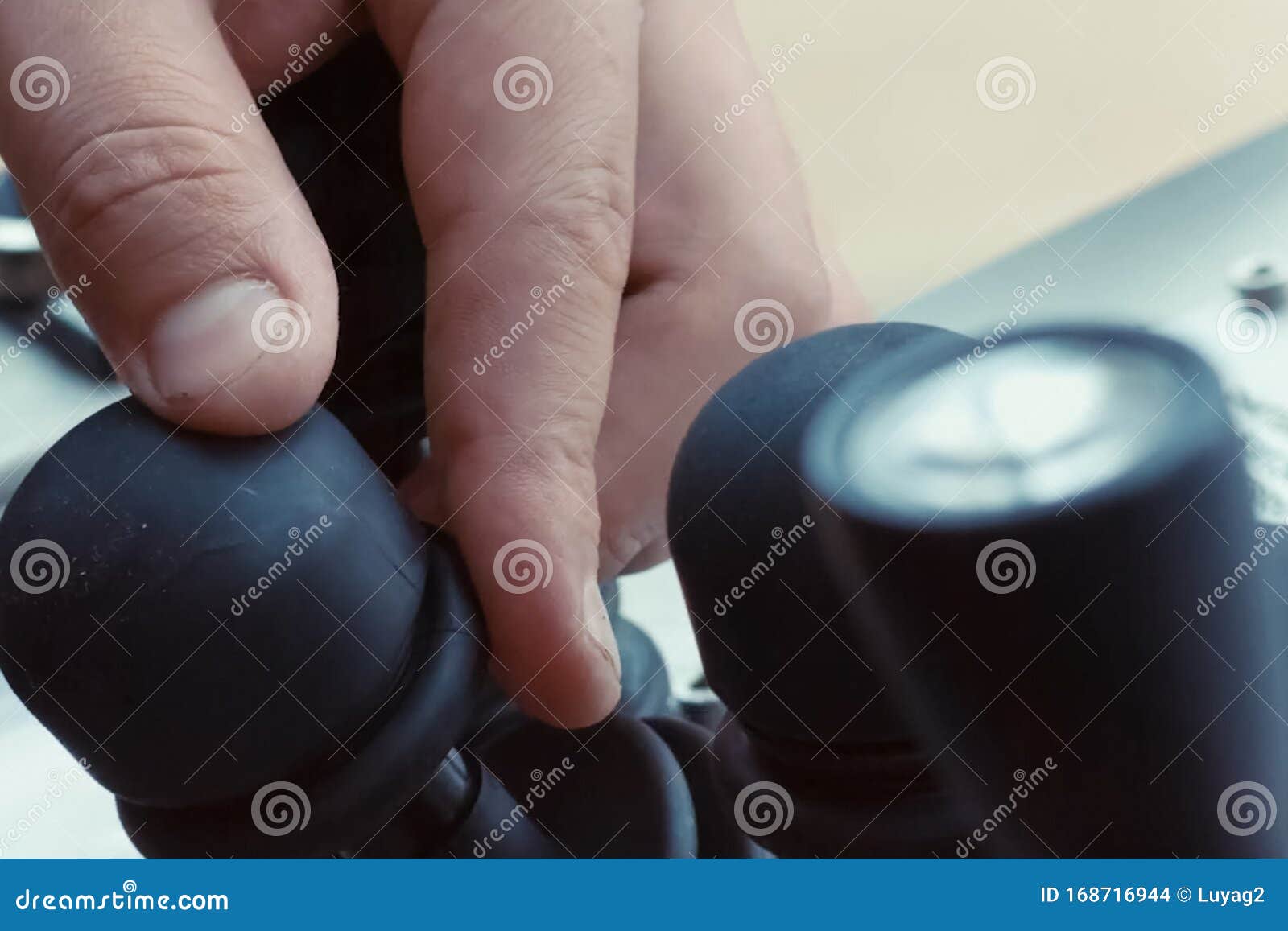 Hydraulic control levers stock photo. Image of gear 168716944