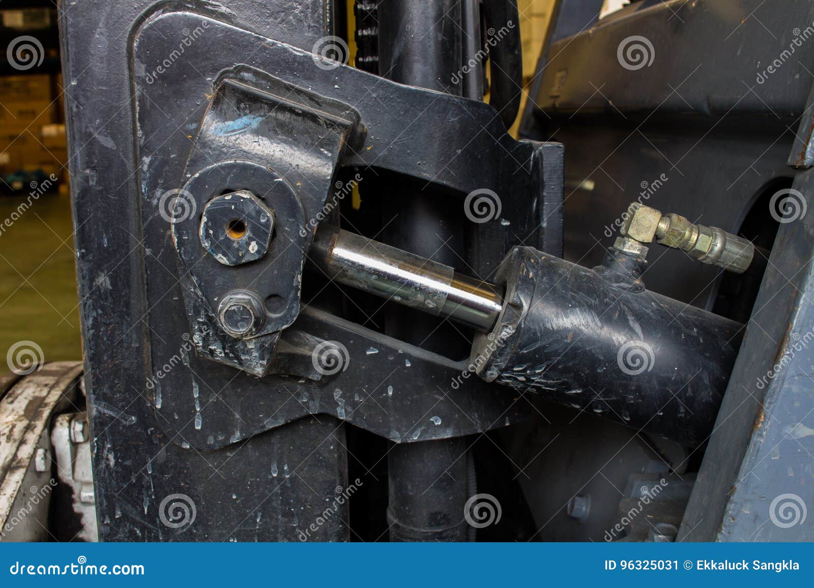 The Hydraulic Cylinder of Forklift. Stock Image Image of cylinder