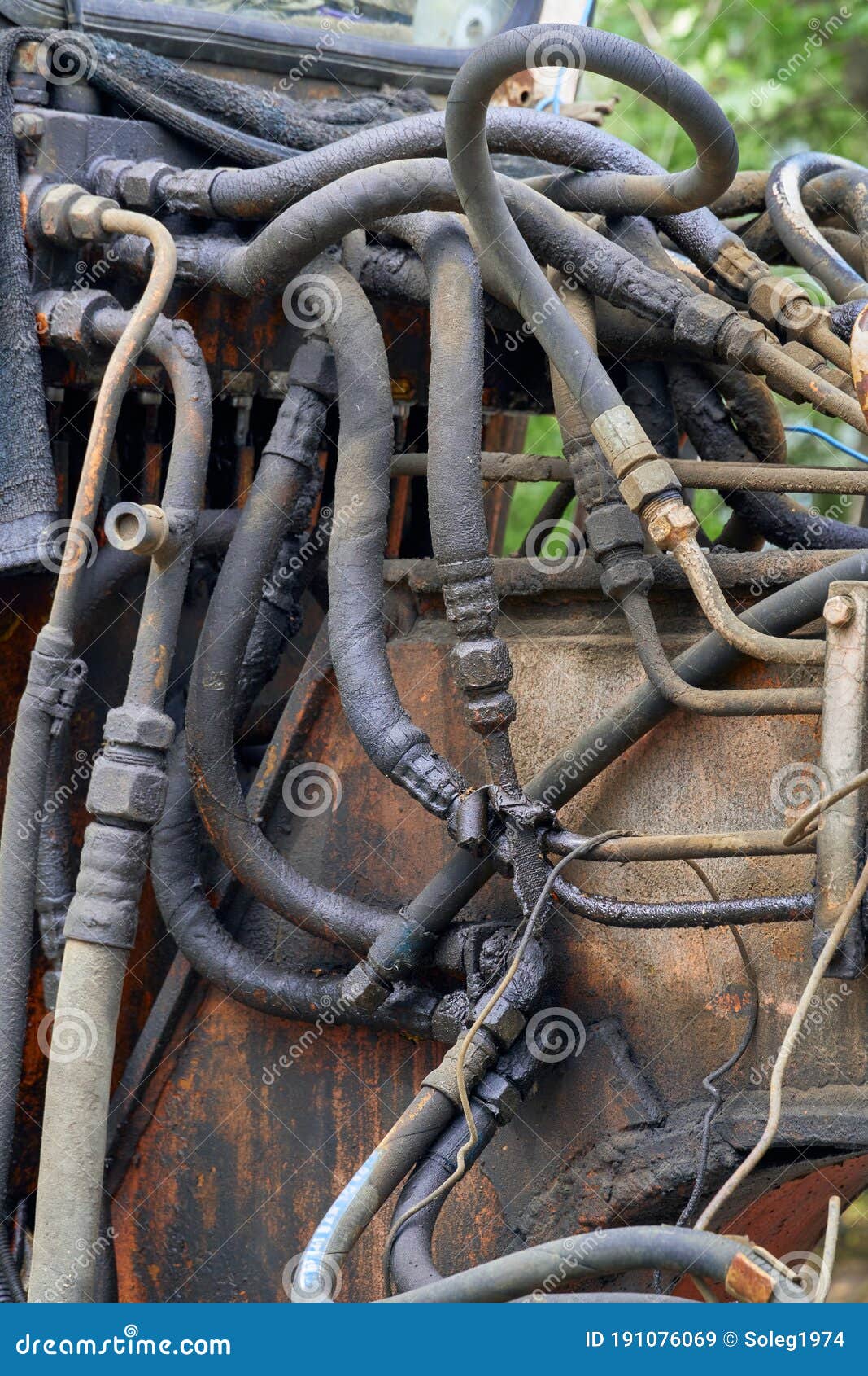 Hydraulic Hose Close View of Old Tractor Stock Image Image of rust