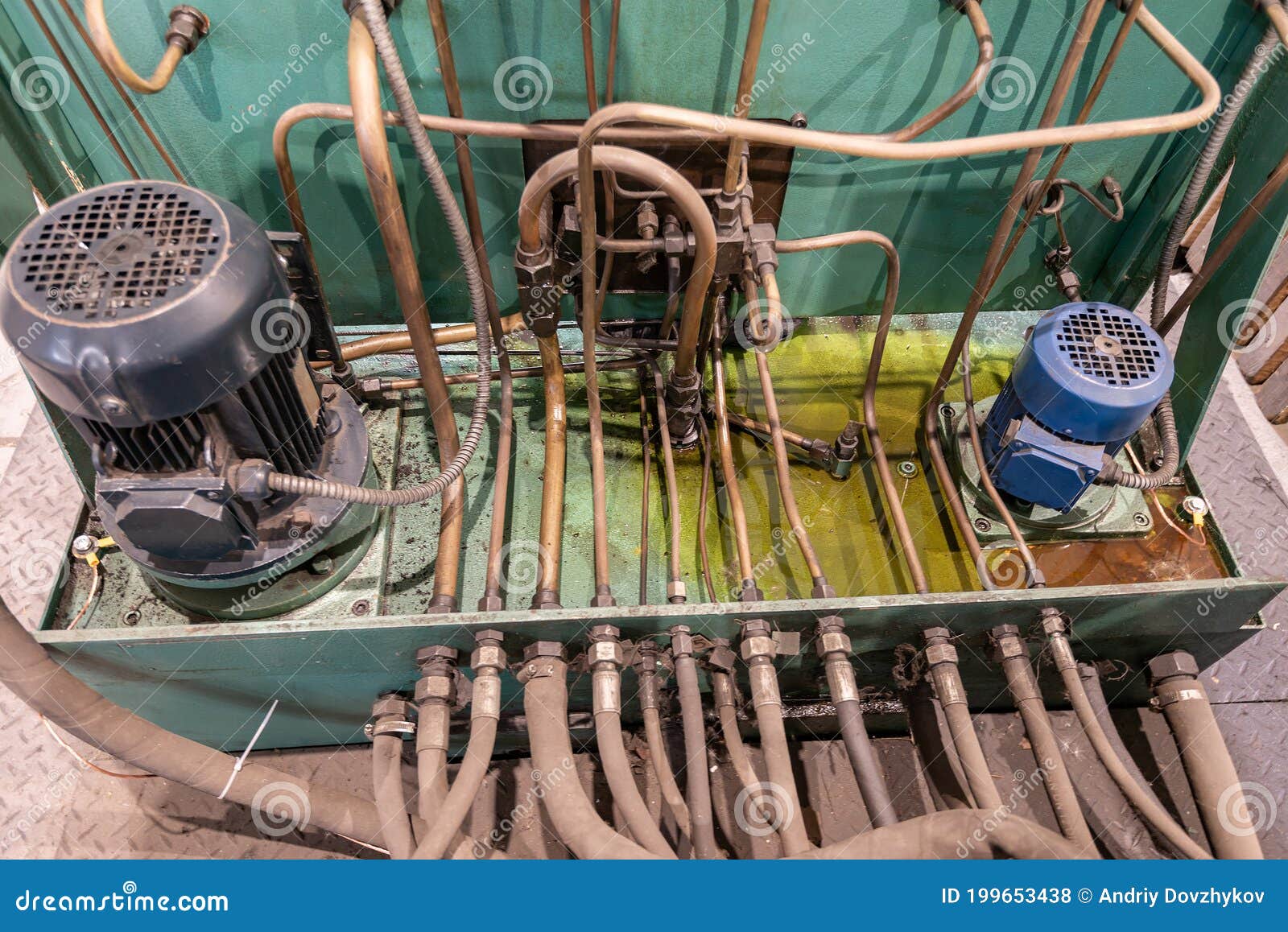 Hydraulic Machine Control and Oil Supply for Lubrication Stock Photo
