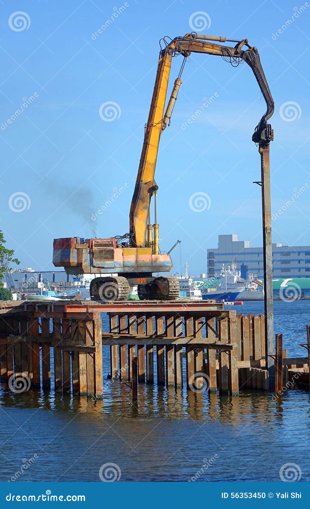 Hydraulic Pile Driver in Action Stock Photo Image of construction