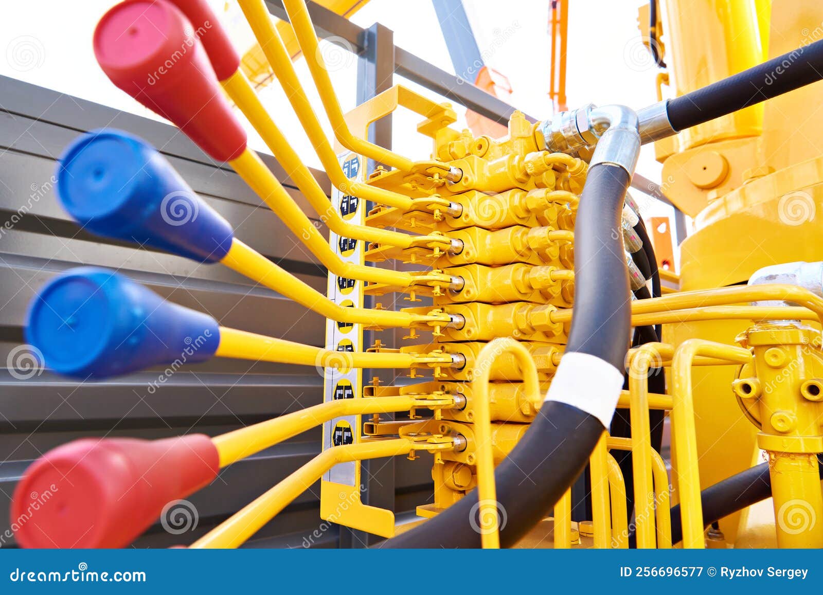 Hydraulic System with Levers and Hoses Stock Image Image of cylinder