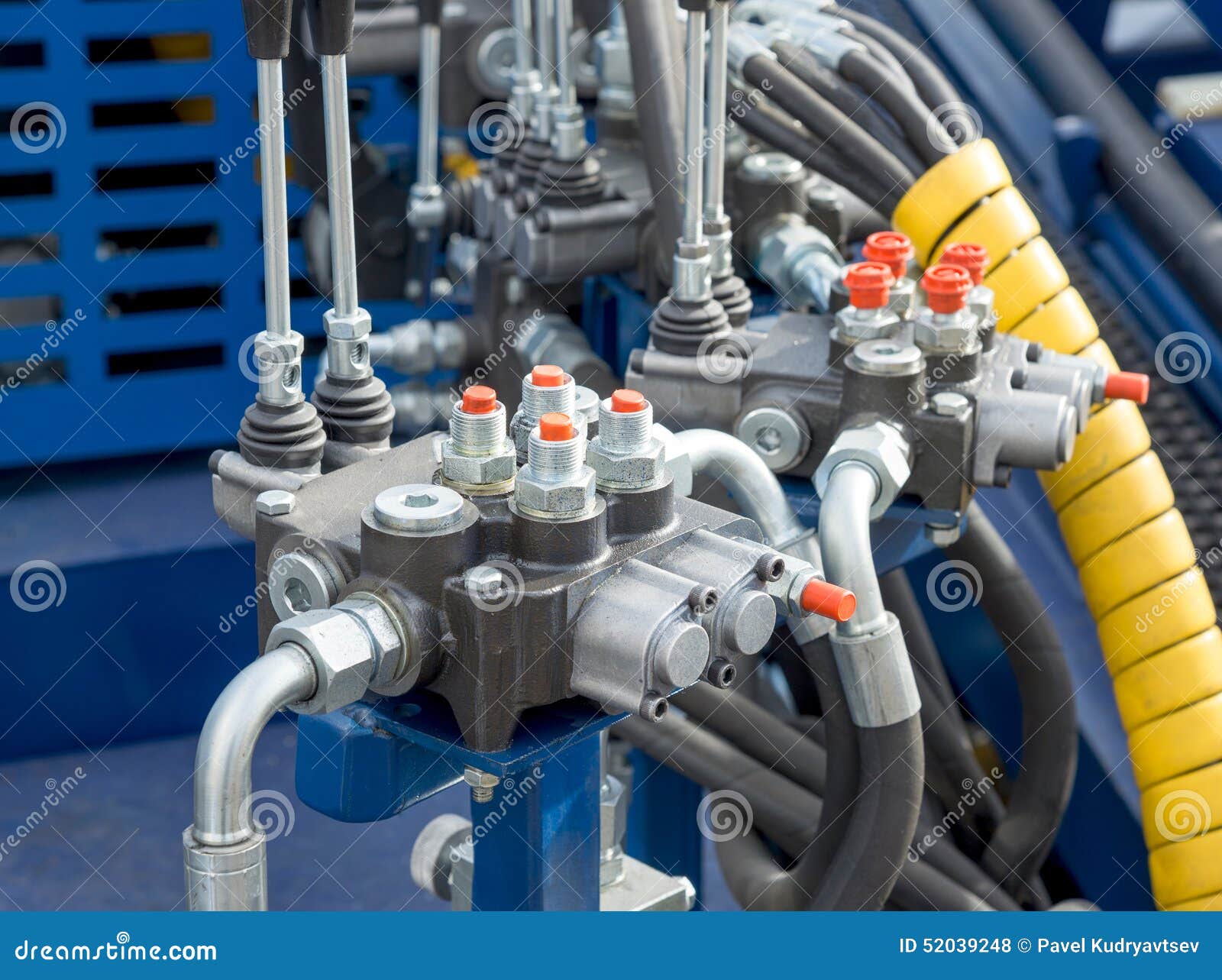 Hydraulic Tubes, Fittings and Levers on Control Panel Stock Photo Image of system, mechanical