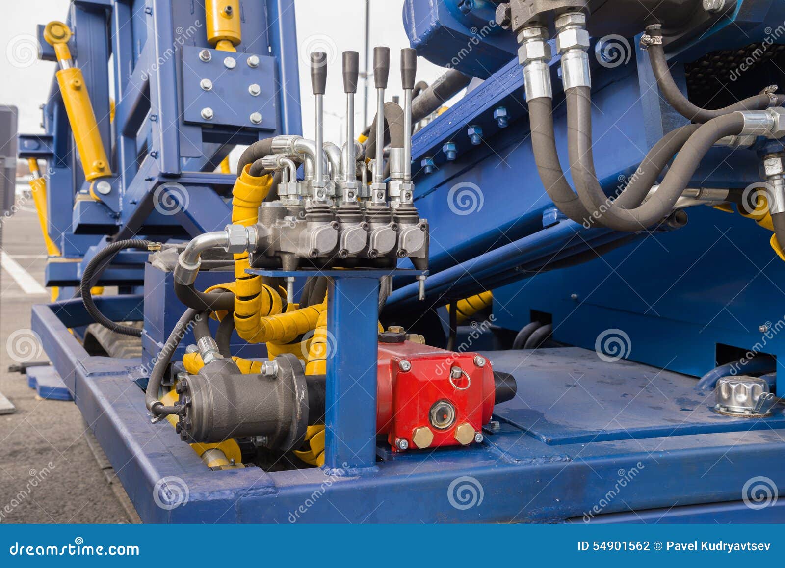 Hydraulic Tubes, Fittings and Levers on Control Stock Photo Image of
