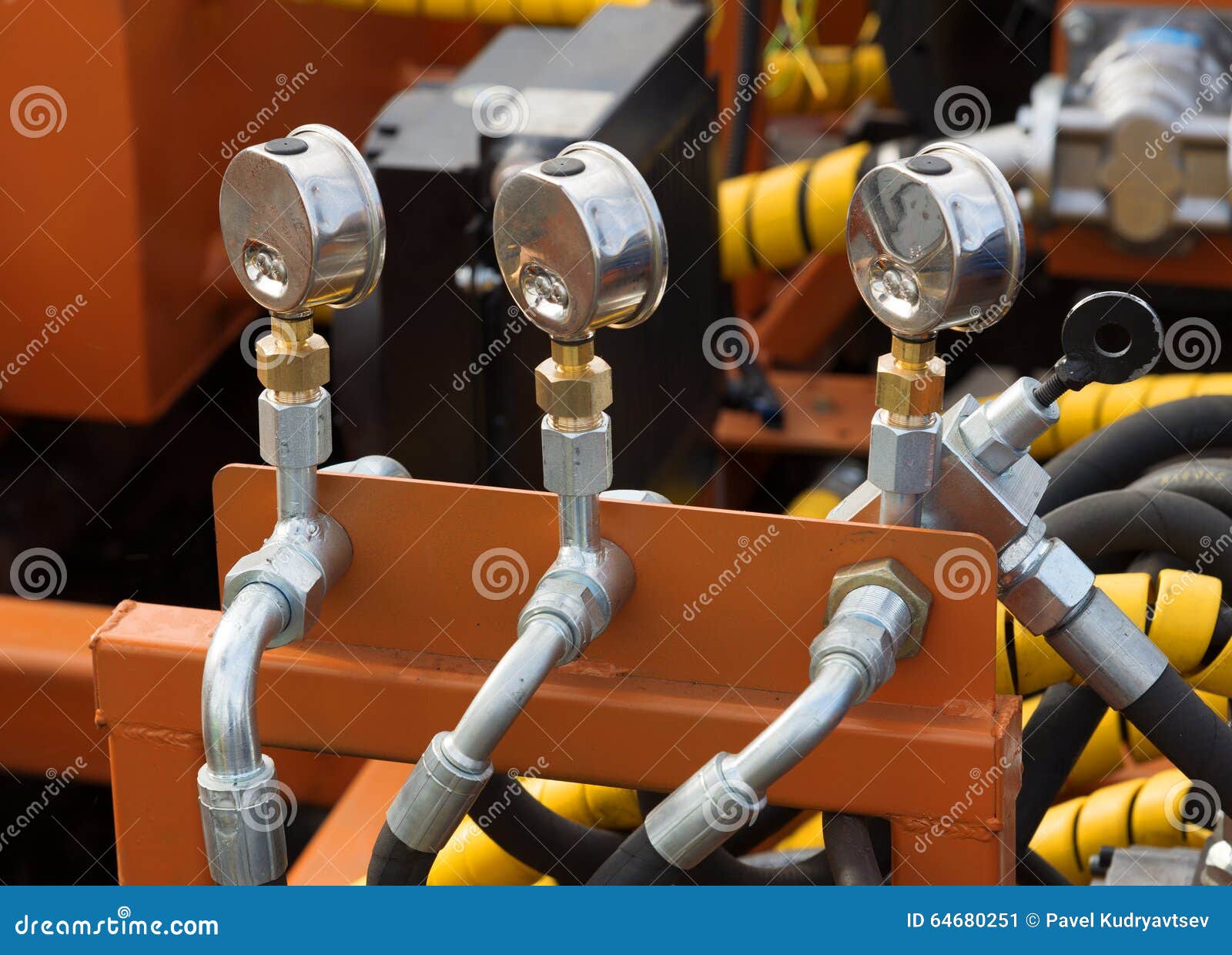 Hydraulic Tubes, Fittings and Levers Stock Image Image of metal