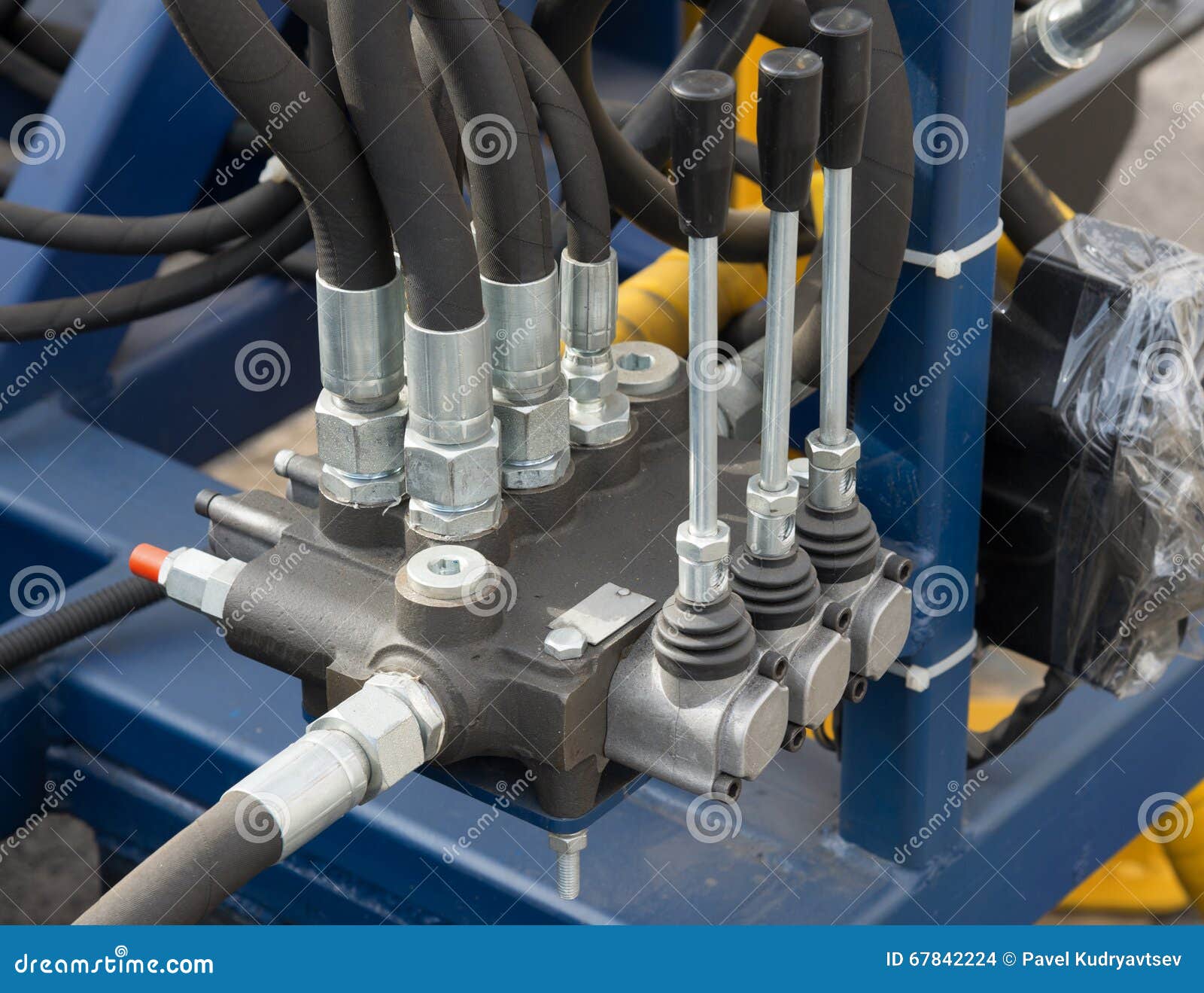 Hydraulic Tubes, Fittings and Levers Stock Photo Image of system