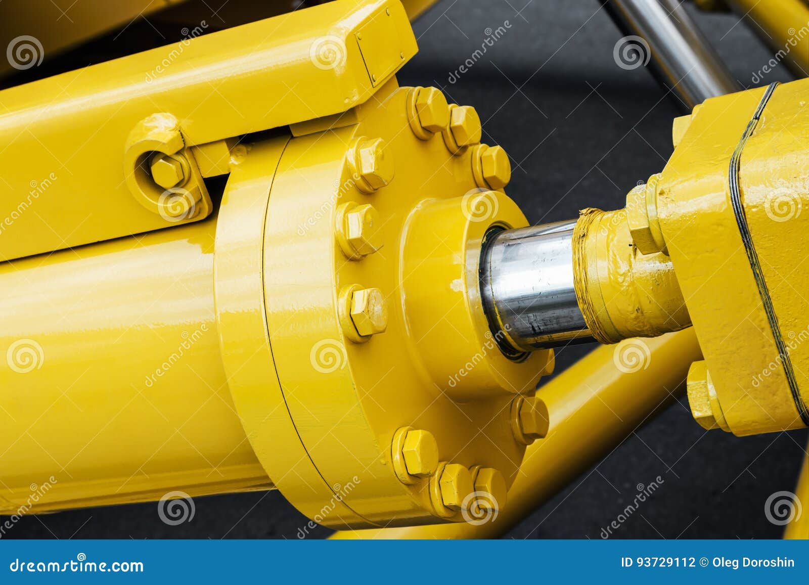 Hydraulics tractor yellow stock photo. Image of hose 93729112