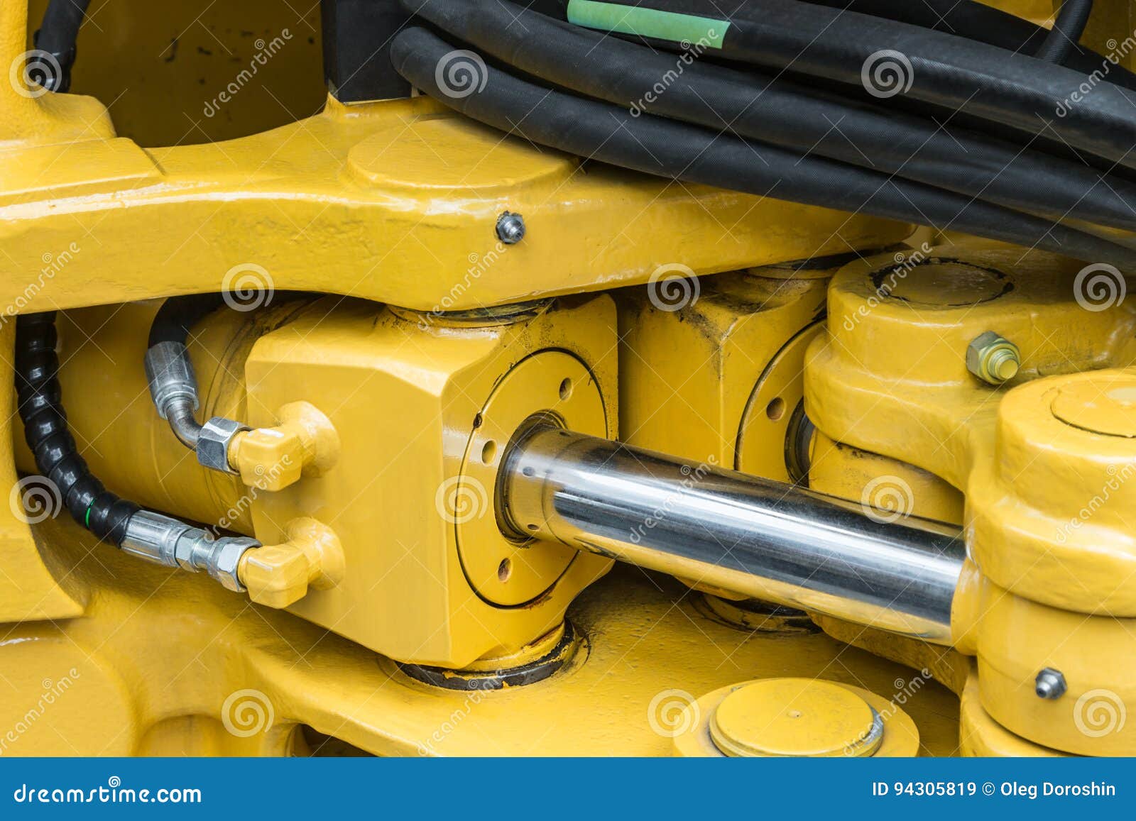 Hydraulics tractor yellow stock image. Image of cylinder 94305819