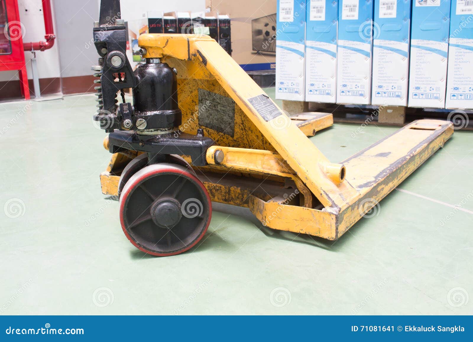 Hydraulics and Wheels of the Hand Pallet Truck Stock Image Image of