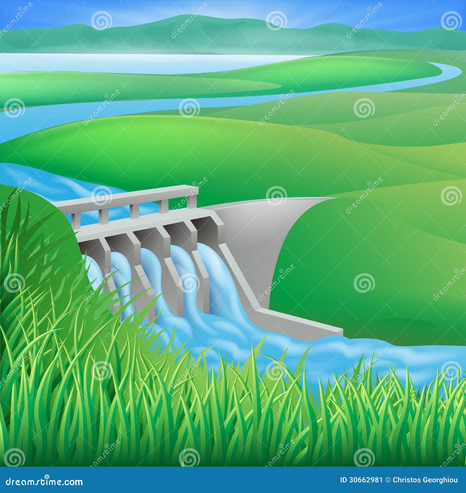 Hydro Dam Water Power Energy Illustration Stock Vector - Image: 30662981