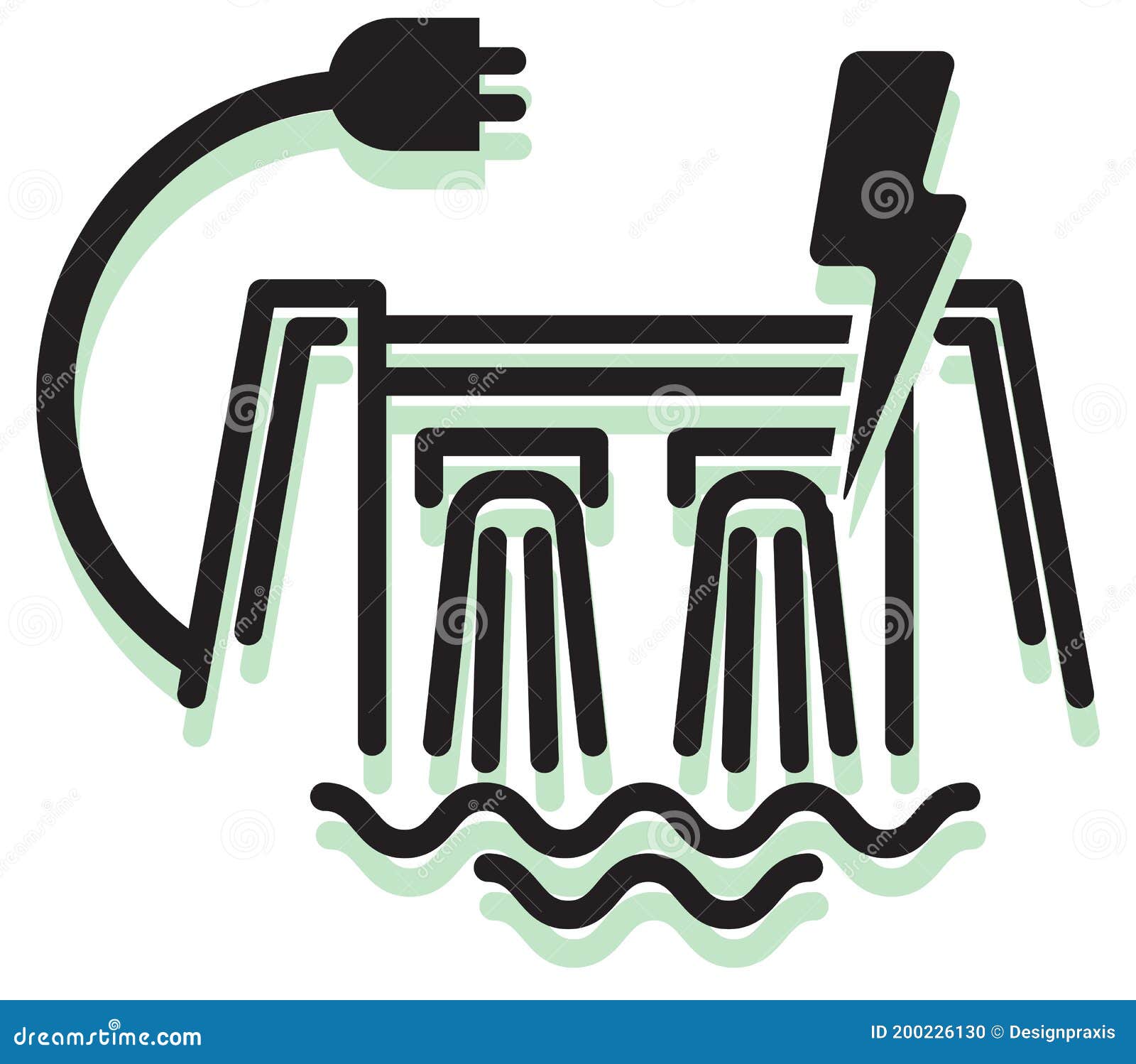 Hydro Electric Power Project - Icon Stock Vector - Illustration of wire