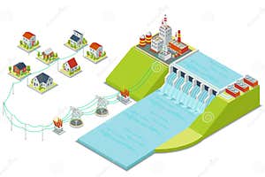 Electricity Isometric Flowchart Cartoon Vector CartoonDealer 