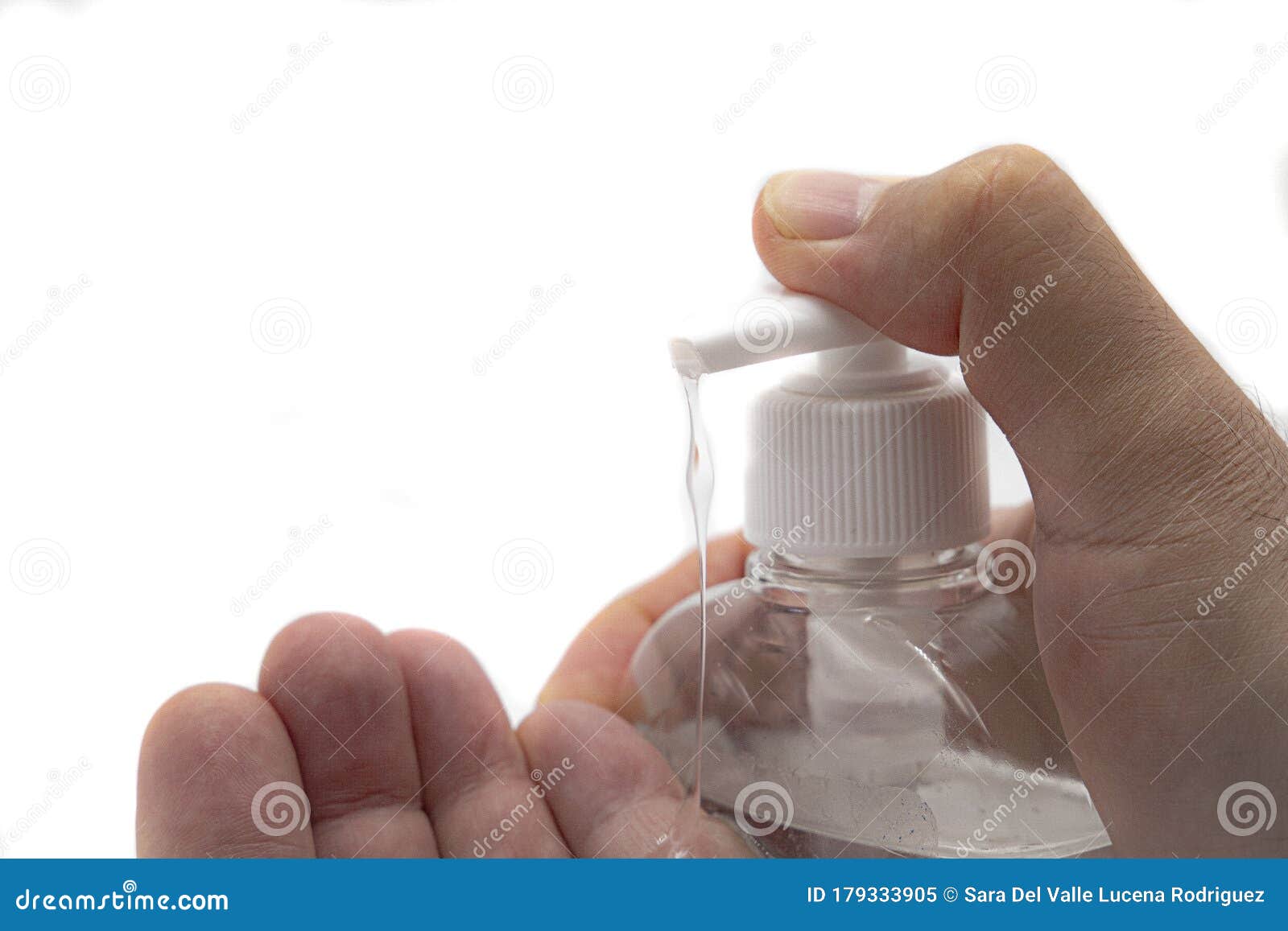 hydroalcoholic gel bottle with hands for deep medical cleaning