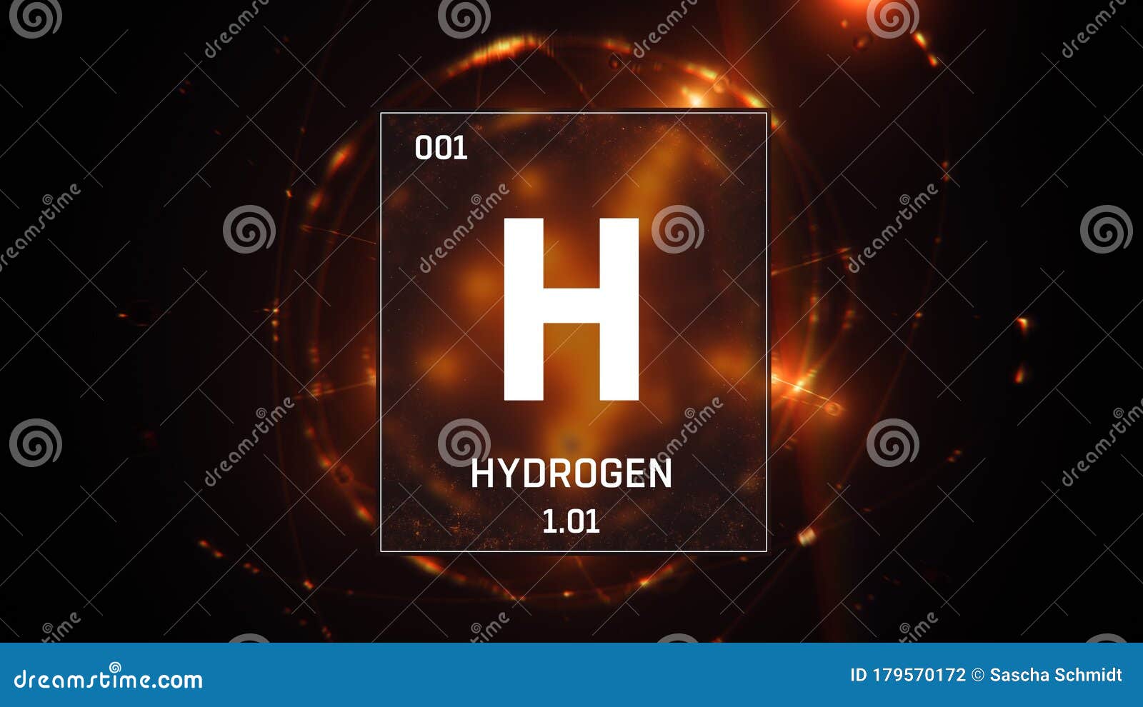 Hydrogen As Element 1 of the Periodic Table 3D Illustration on Orange