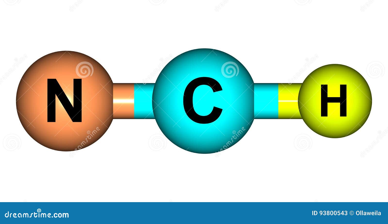 hydrogen cyanide molecular structure  on white