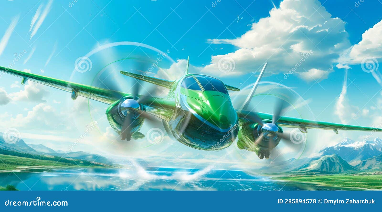 hydrogen-powered aircraft taking off, highlighting the possibilities of green aviation.