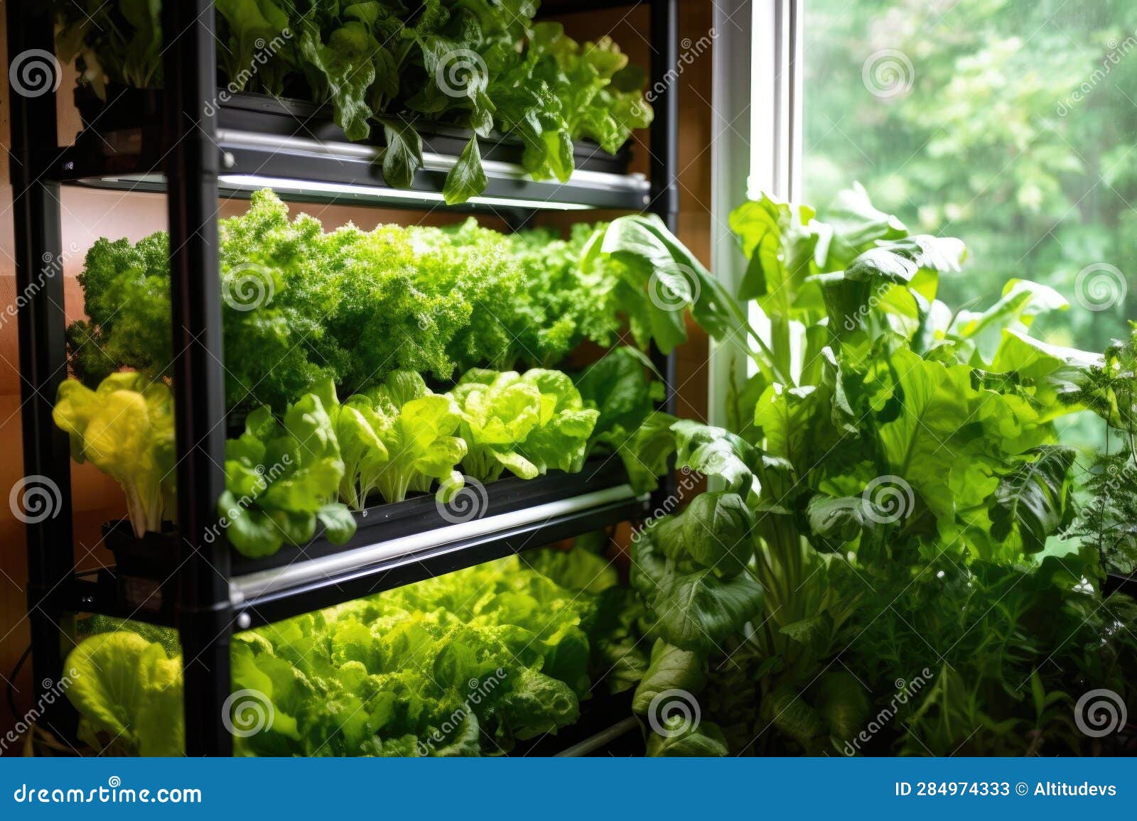 Hydroponic System Nurturing Leafy Greens Stock Illustration