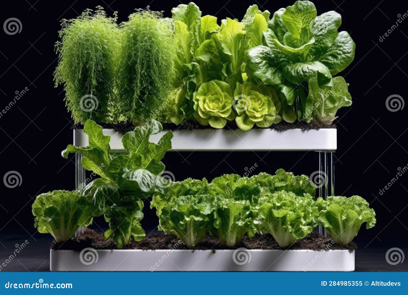 Hydroponic System Nurturing Leafy Greens Stock Illustration
