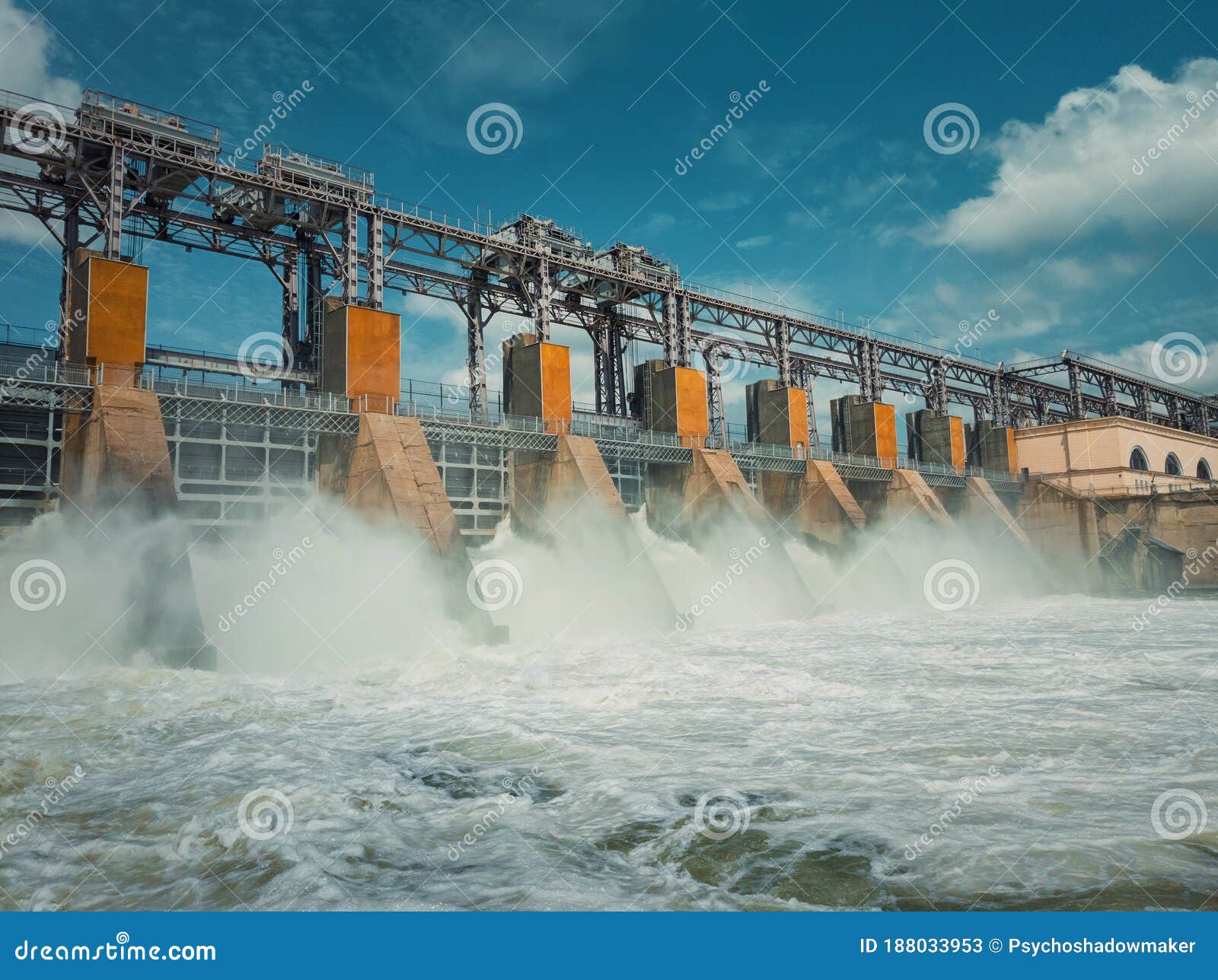 hydropower plant on the nistru river in dubasari dubossary, moldova. hydro power station, water dam, renewable electric energy