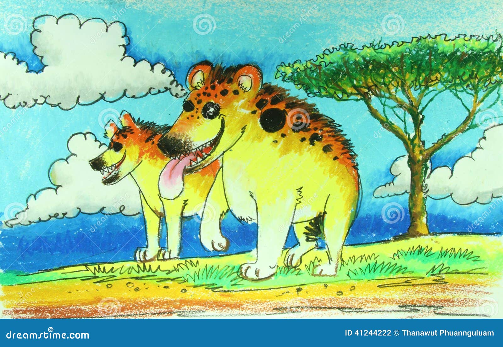 Hyenas in wild painting stock illustration. Illustration of garden