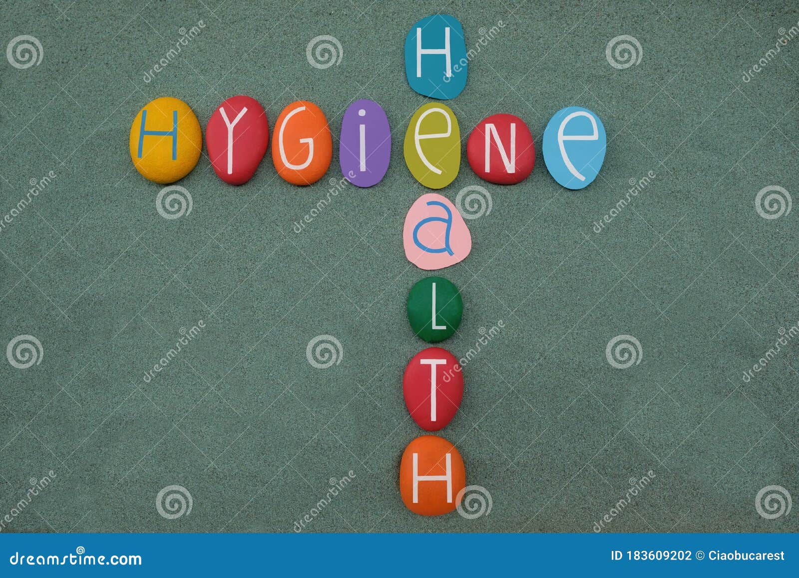 Hygiene and Health Crossword with Handmade Multi Colored Stone Letters Hygiene and Health Crossword with Handmade Multi Colored Stone Letters