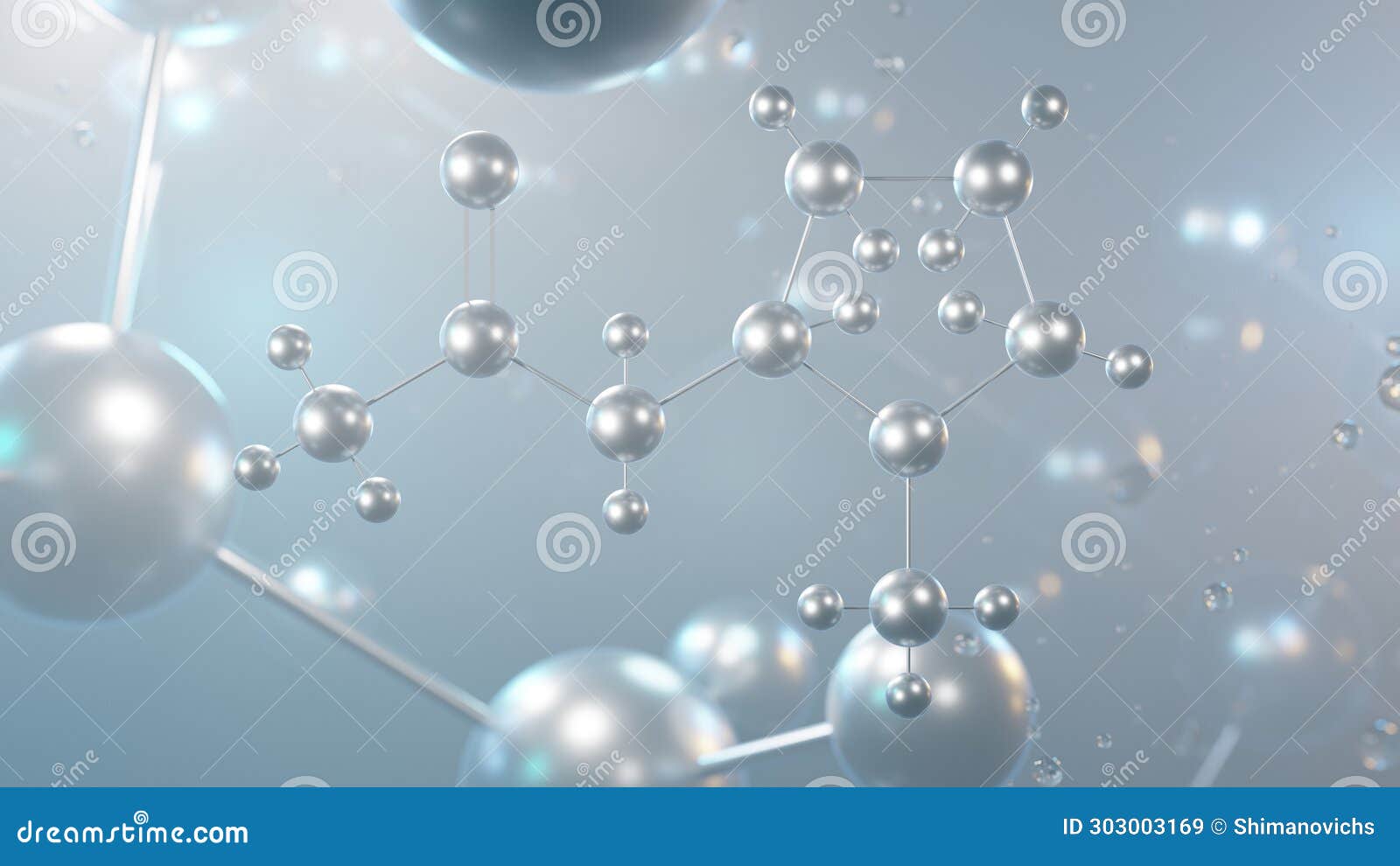 hygrine molecular structure, 3d model molecule, pyrrolidine alkaloid, structural chemical formula view from a microscope