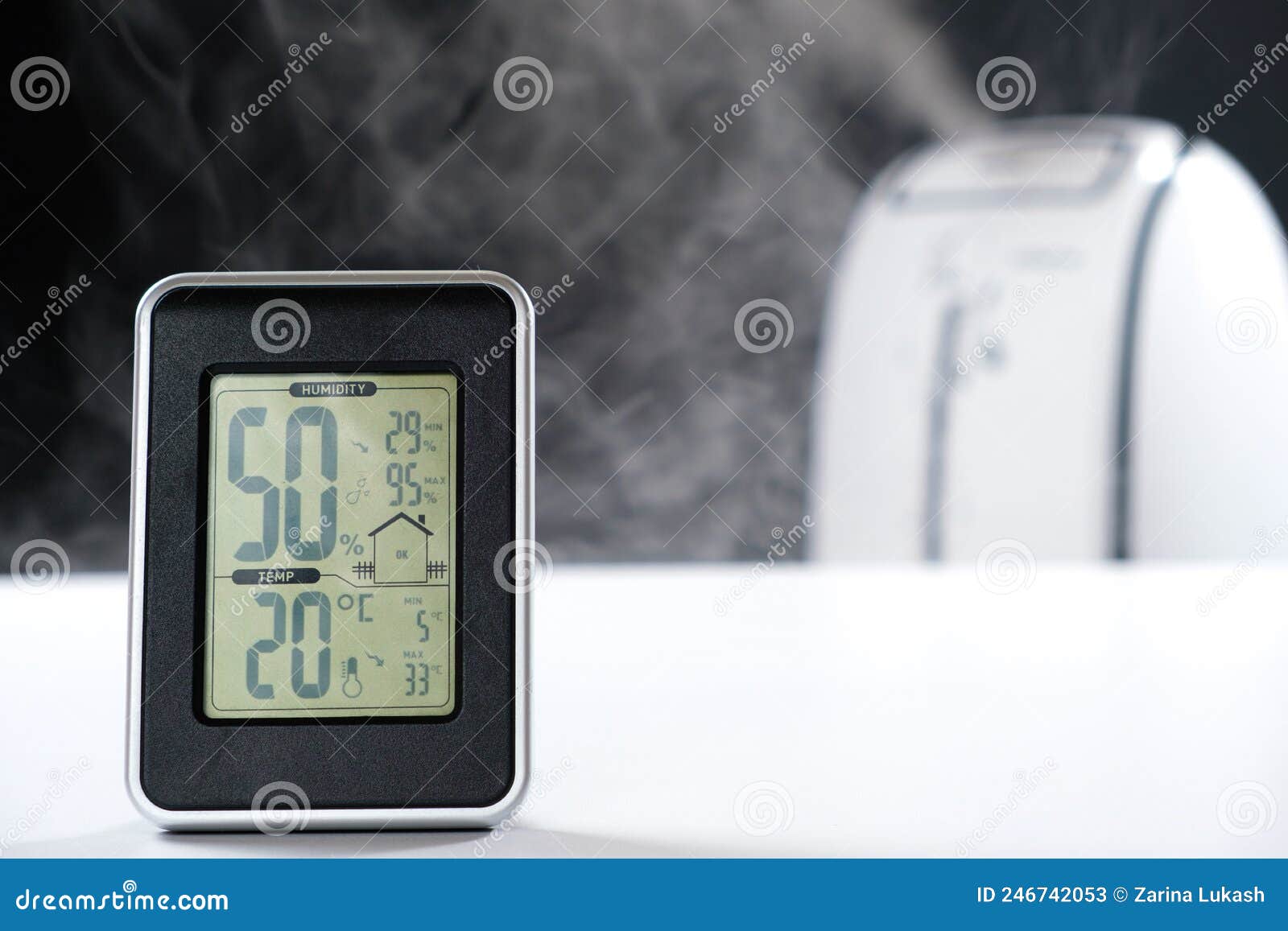 Hygrometer and Thermometer with Humidifier. Maintenance of Normal Air