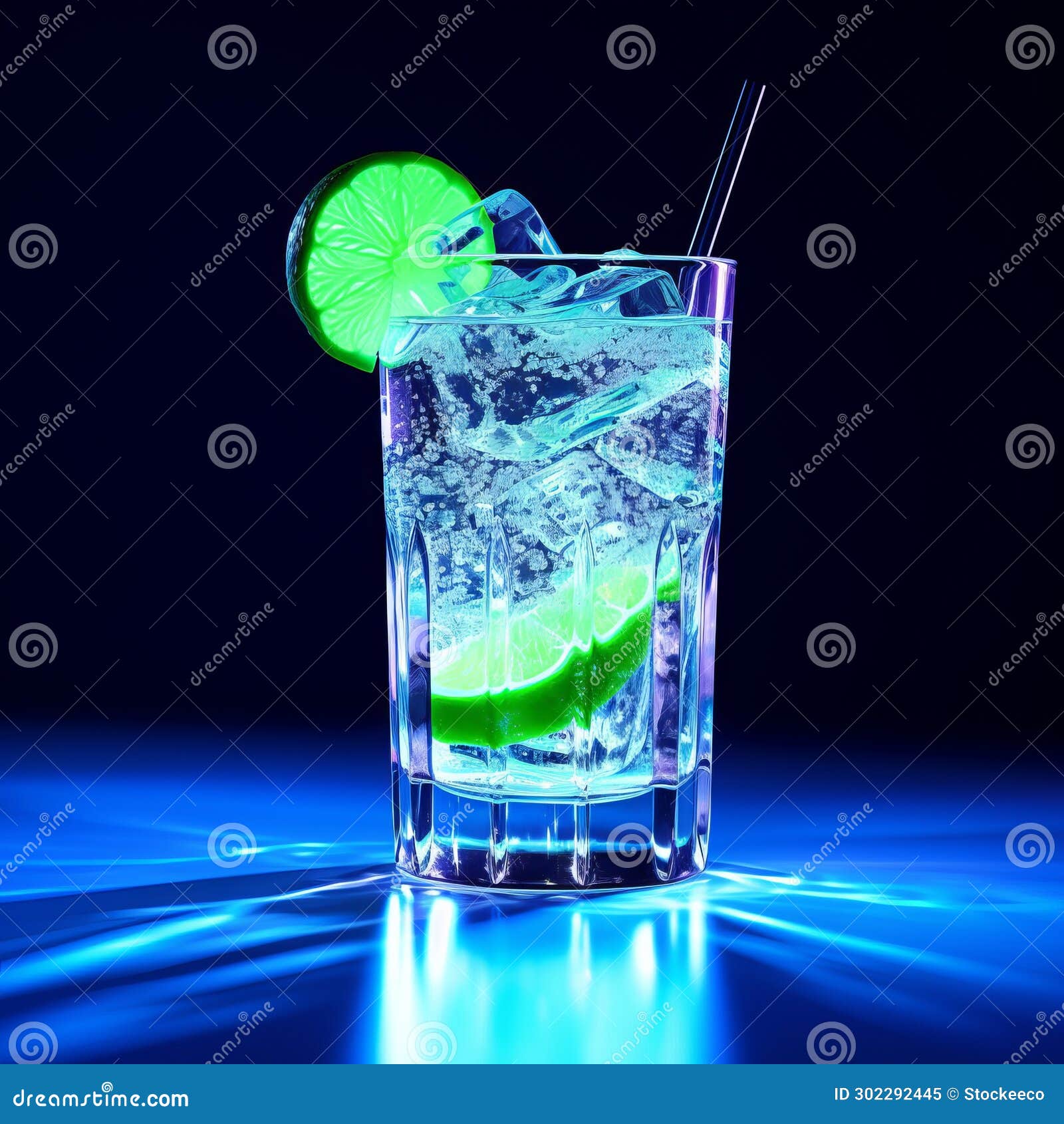 Hyperrealistic 3d Render of Lime Vodka Tonic in Elegant Glass Stock