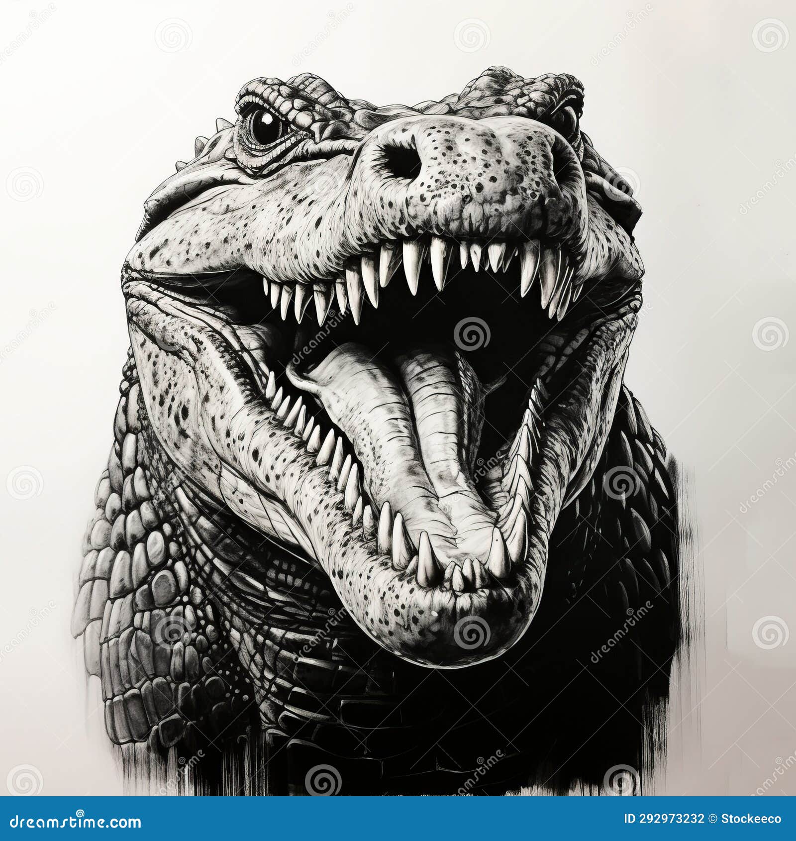 Hyperrealistic Alligator Drawing Detailed Portrait in High Contrast