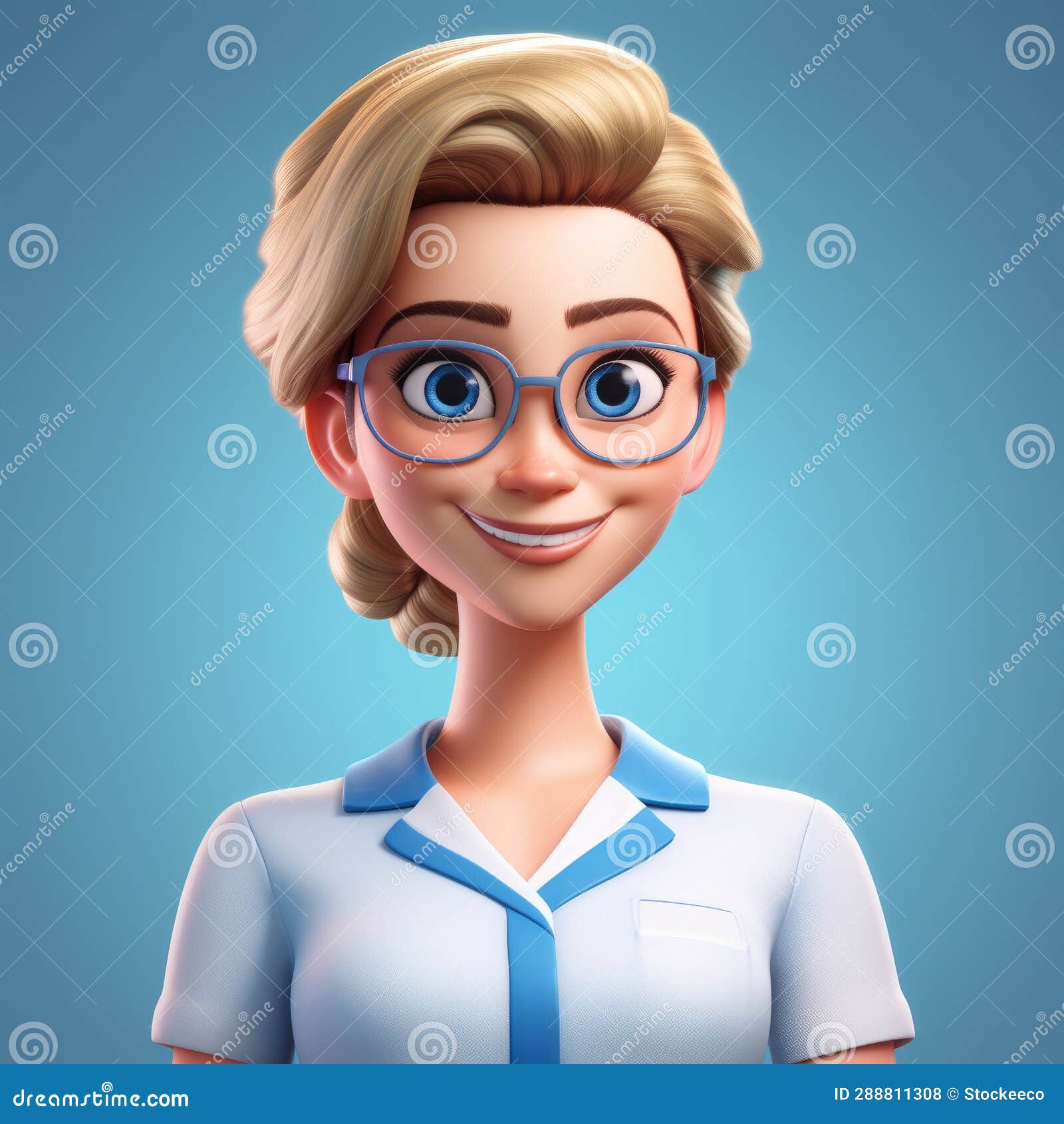 Hyper-realistic Animated Cartoon Nurse In Blue Shirt Stock Photo ...
