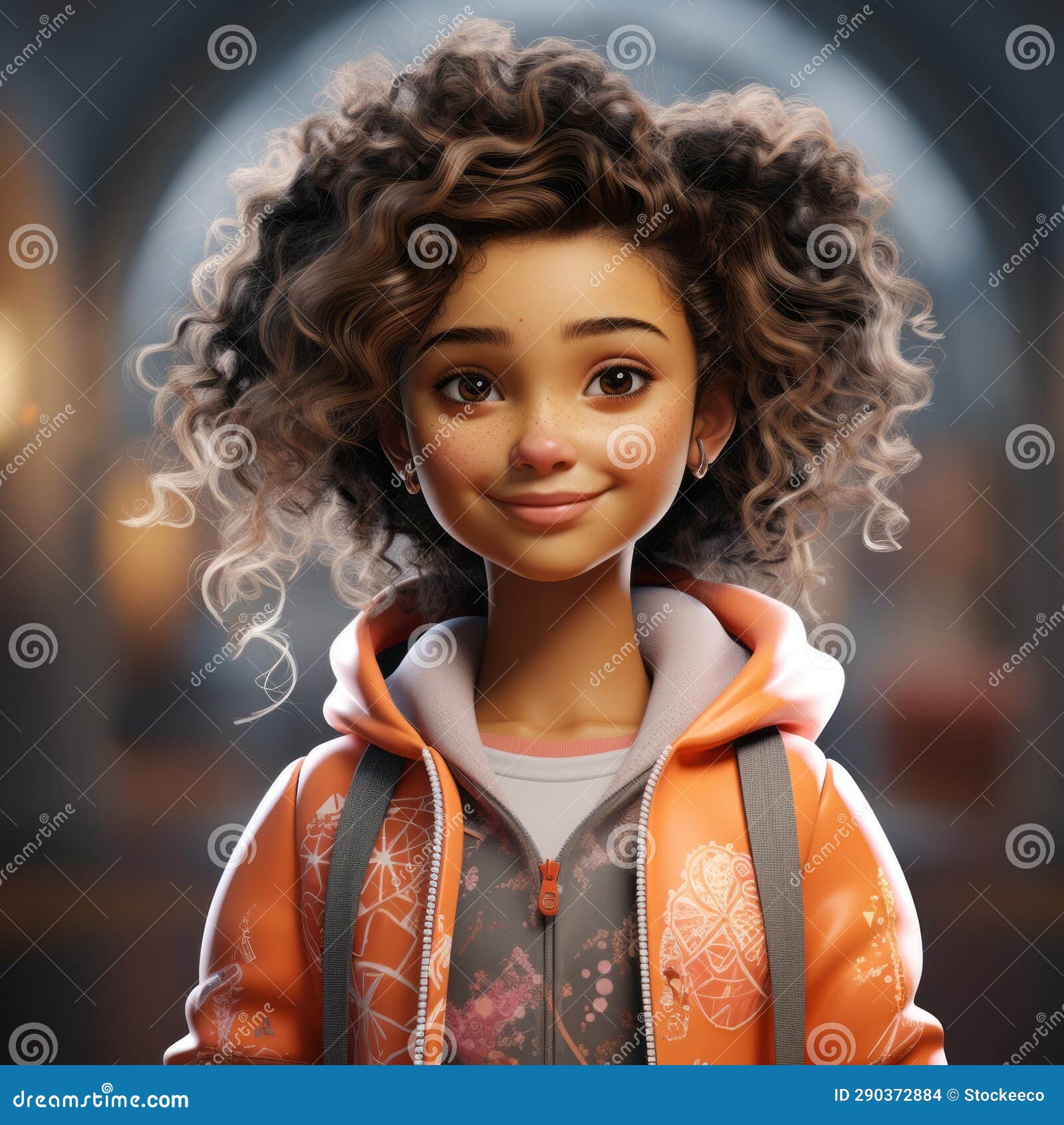 Hyper-realistic Animated Girl with Curly Hair in Urban Fairy Tale ...