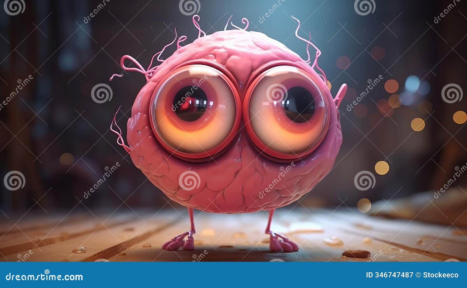 hyper-realistic 3d character with comical bulging eyes style